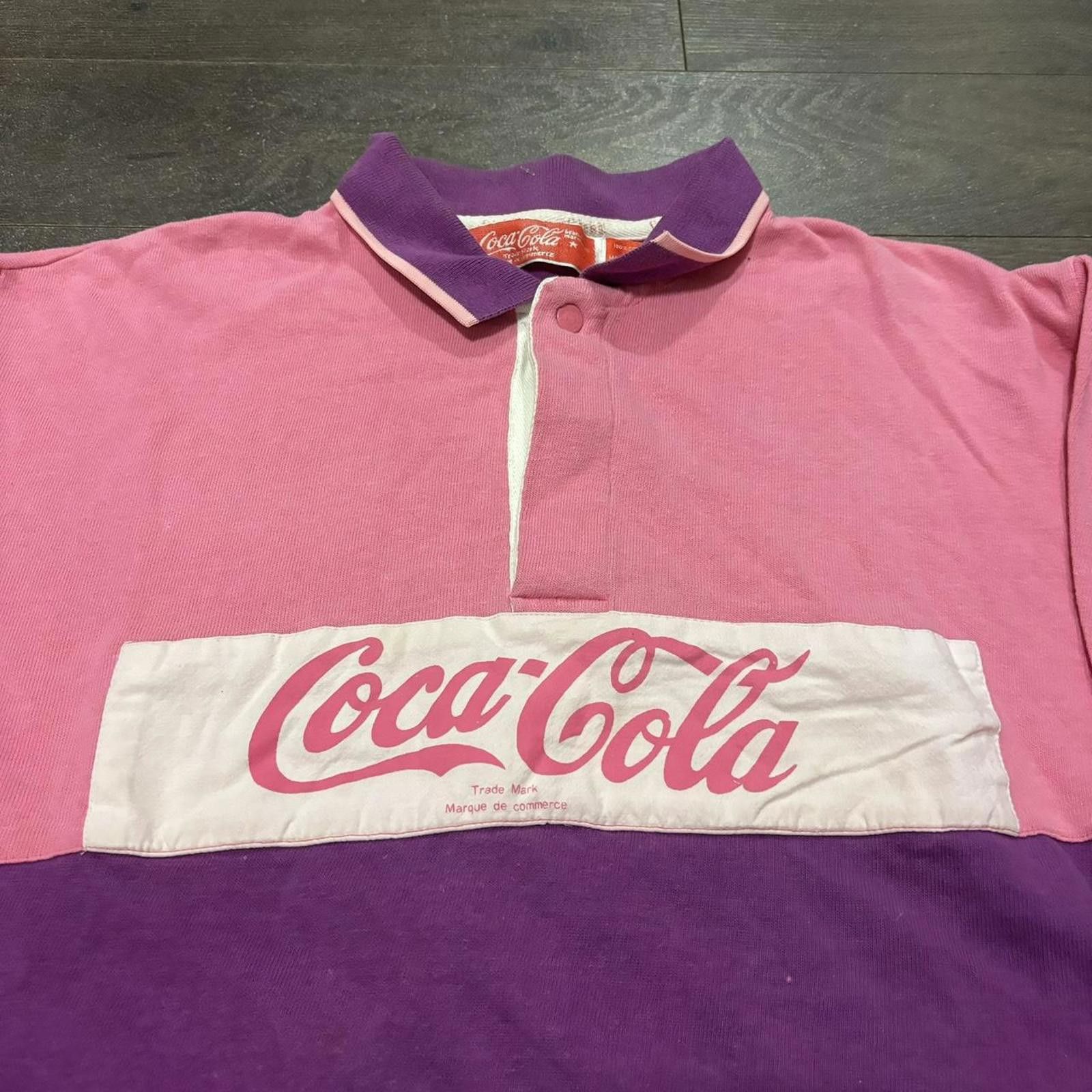 Coca Cola Vintage Coca Cola collared shirt 90s pink purple L Size US L / EU 52-54 / 3 - 2 Thumbnail