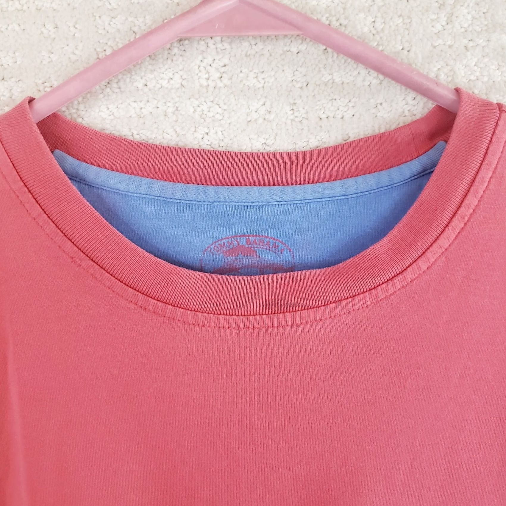 Tommy Bahama Tommy Bahama Shirt Mens Large Relax Pima Short Sleeve Crew Neck Pocket Coral Size US L / EU 52-54 / 3 - 3 Thumbnail