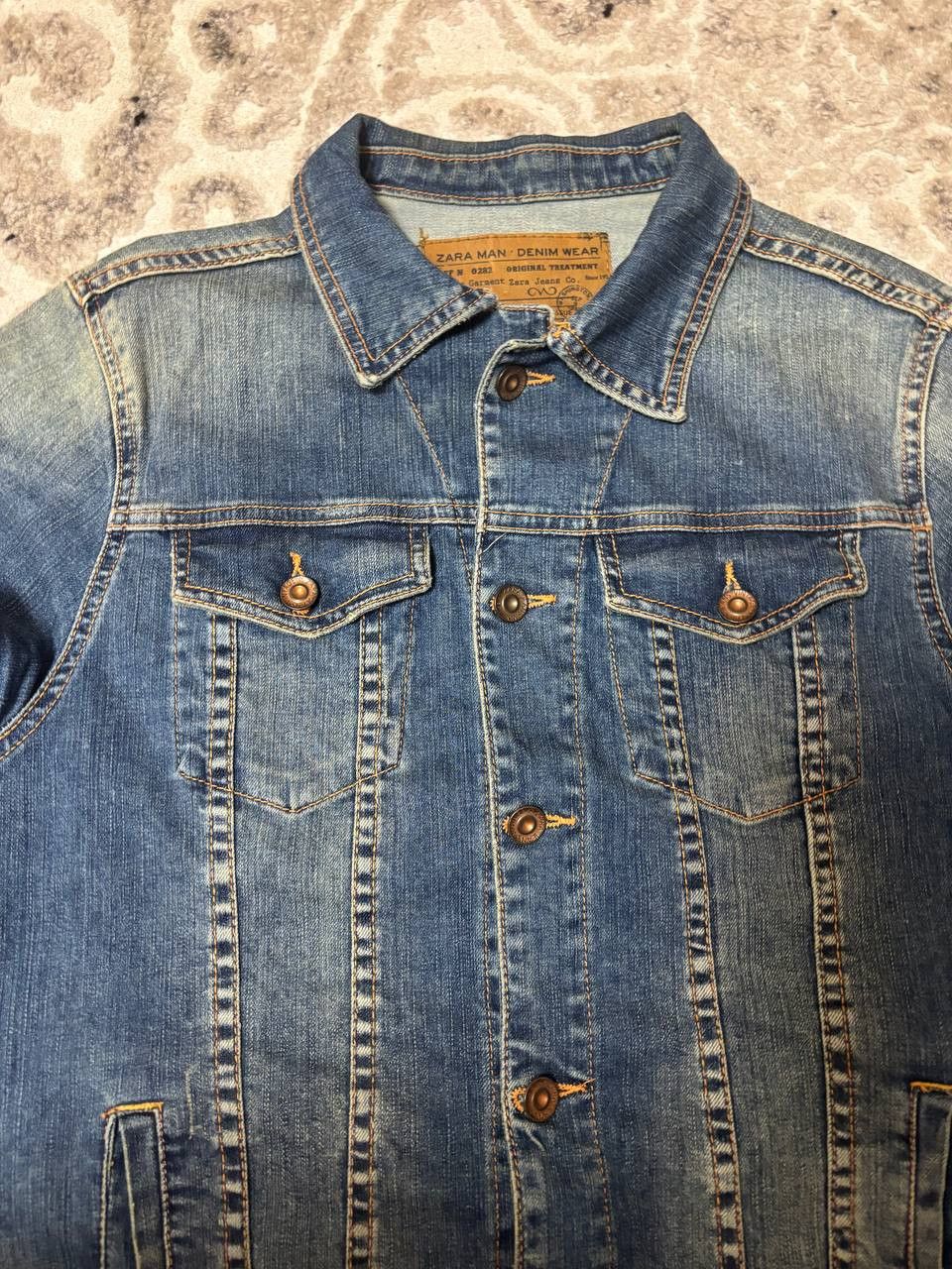 Zara Zara Man Vintage Denim Jacket Blue Distressed Wash Size M Size US M / EU 48-50 / 2 - 8 Thumbnail