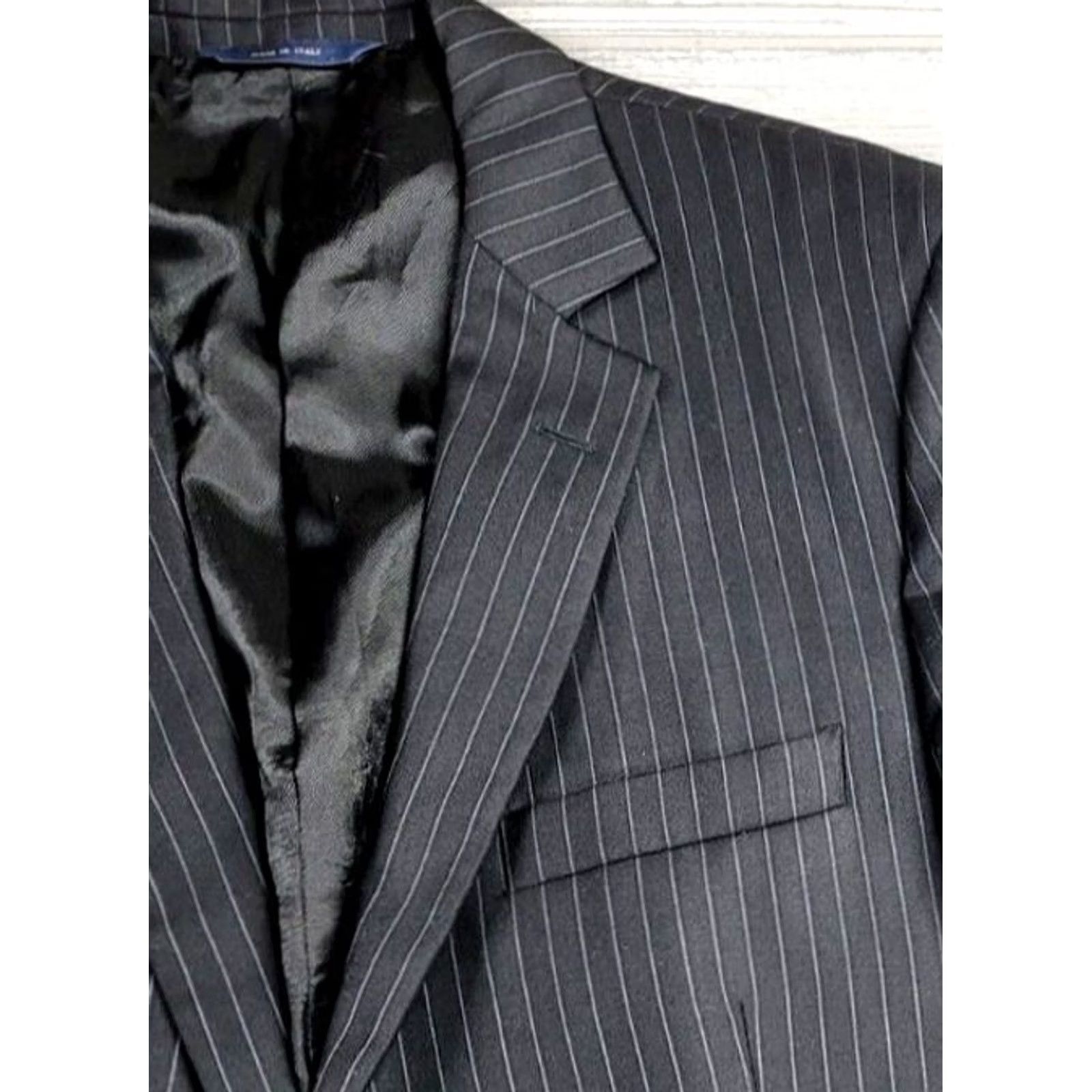 Brooks Brothers Brooks Brothers Fitzgerald Loro Piana Mens 41L Black Pin Stripe Blazer Italy Size 42R - 4 Thumbnail