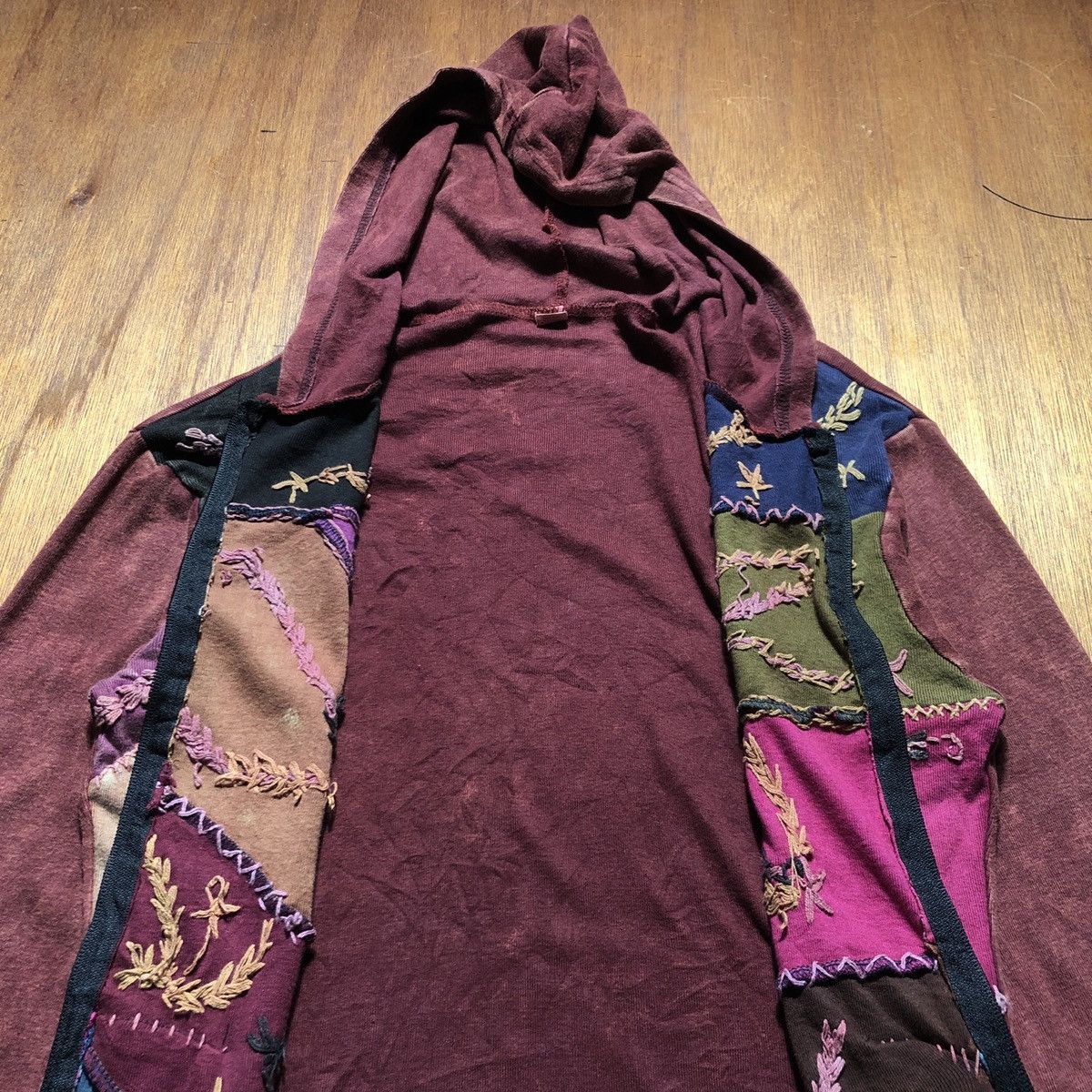Japanese Brand × Vintage Vintage Hippie Patchwork Zipper Sweater Hoodie Size S / US 4 / IT 40 - 5 Thumbnail