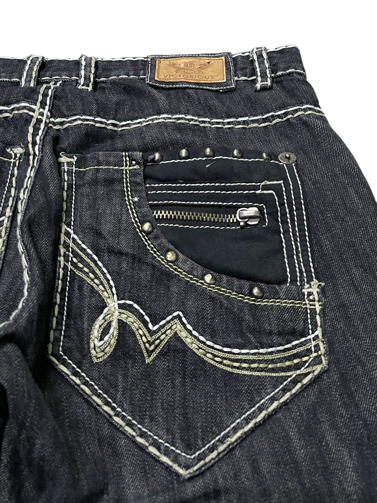 Designer × Japanese Brand Victorious Japan Heavy Thick Stitch Stud Large Poket Jeans Size US 34 / EU 50 - 16 Thumbnail