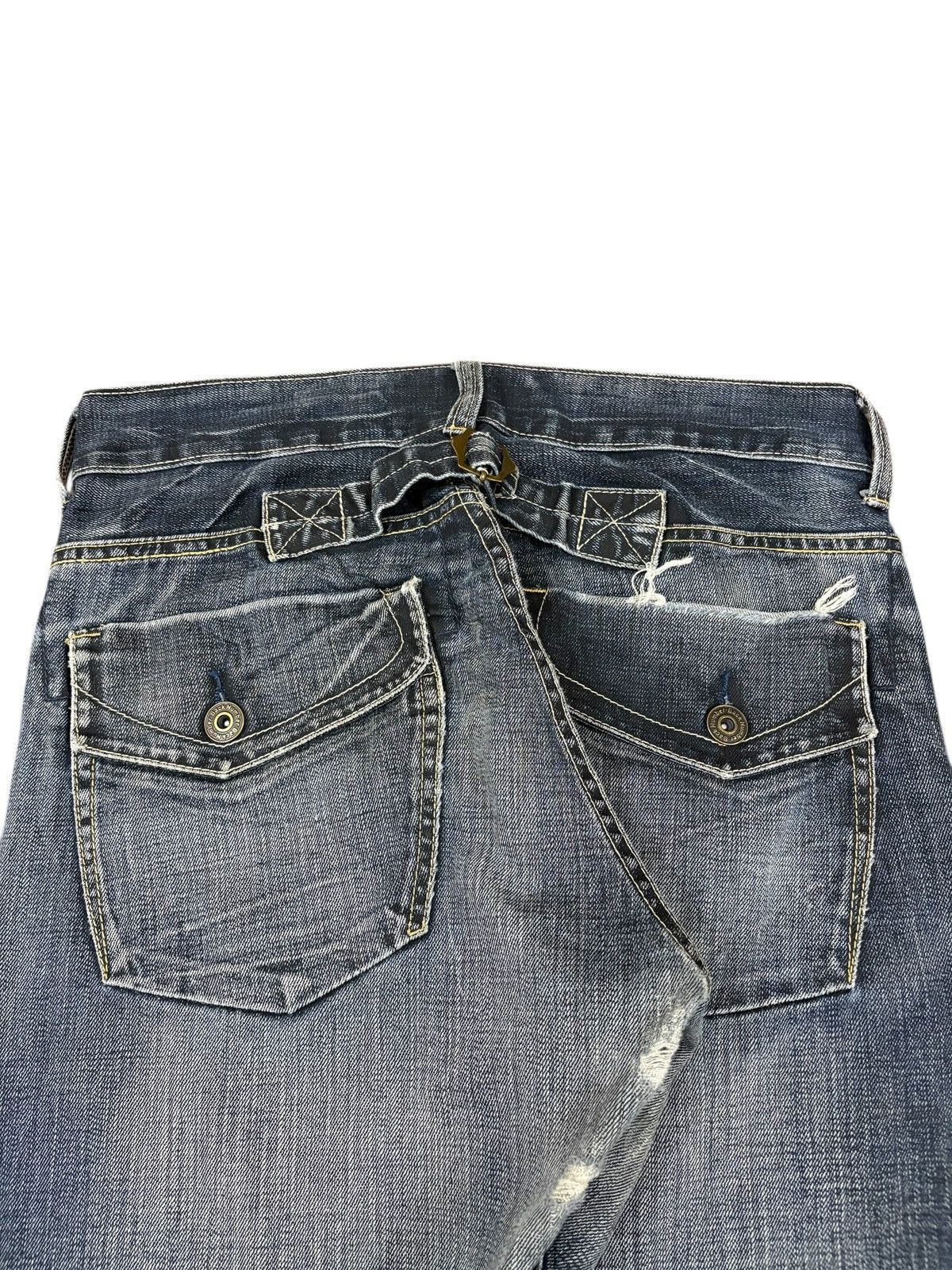 Japanese Brand Vintage Back Number Buckle Back Distress Baggy Jeans Size US 32 / EU 48 - 8 Thumbnail