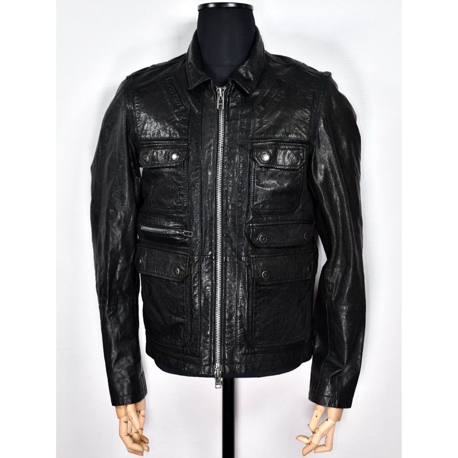 Allsaints AllSaints Habanero Leather Jacket Mens L Black Leather Zip Jacket 2010s Vintage? Size US L / EU 52-54 / 3 - 2 Thumbnail