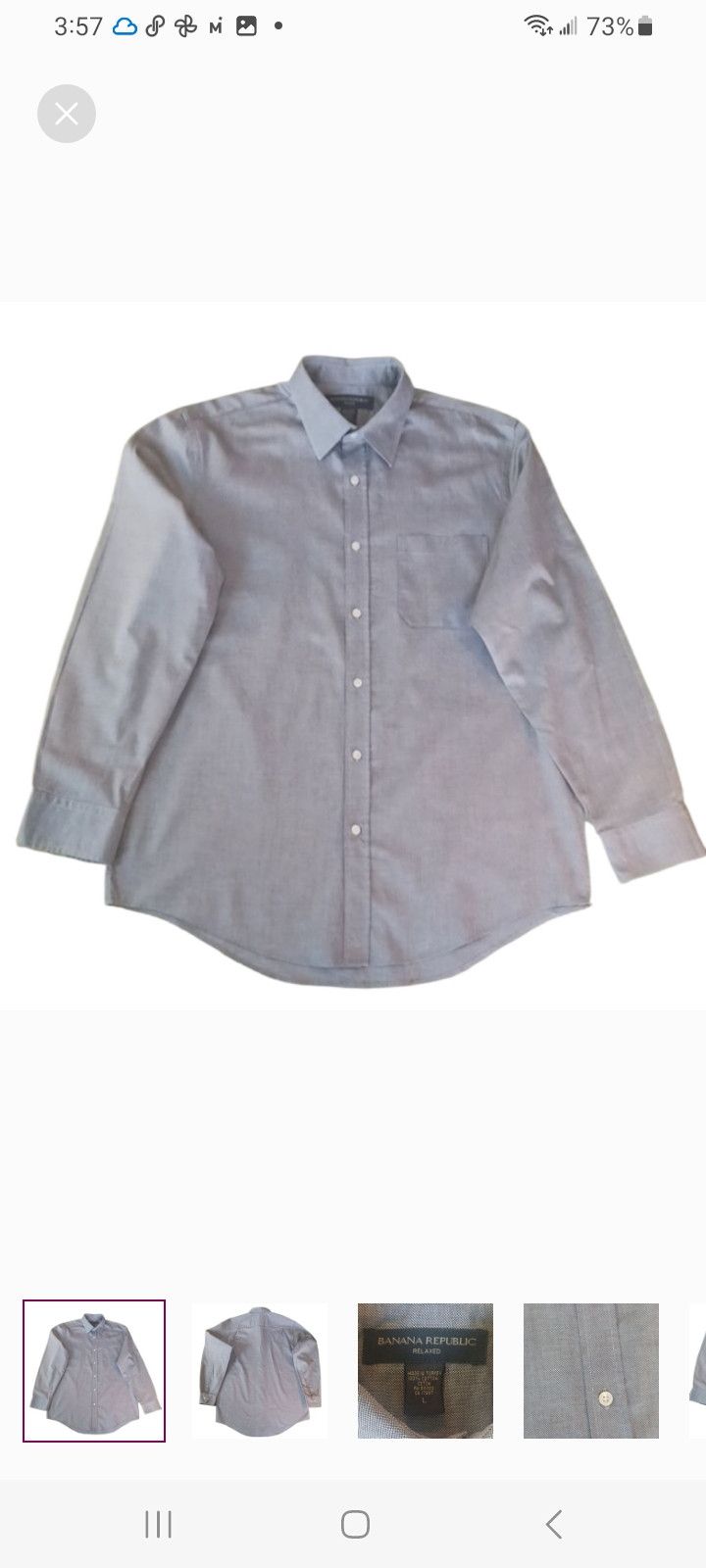 Banana Republic Banana Republic Grey Relaxed Fit Long-Sleeve Button Up Size US L / EU 52-54 / 3 - 1 Thumbnail
