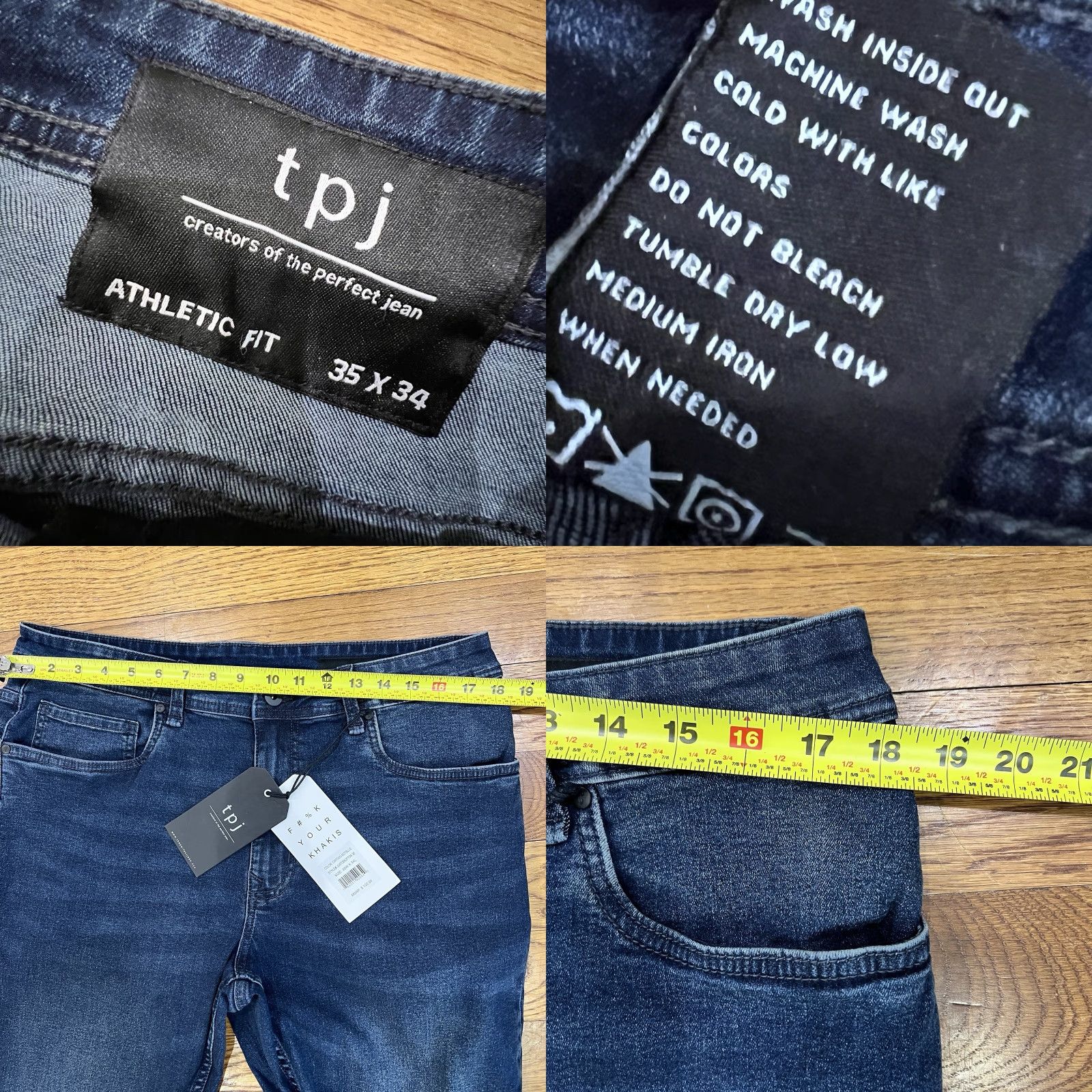 Vintage TPJ The Perfect Jean Mens Athletic Fit Jean Size 35 X 34 Blue NWT Size US 35 - 9 Thumbnail