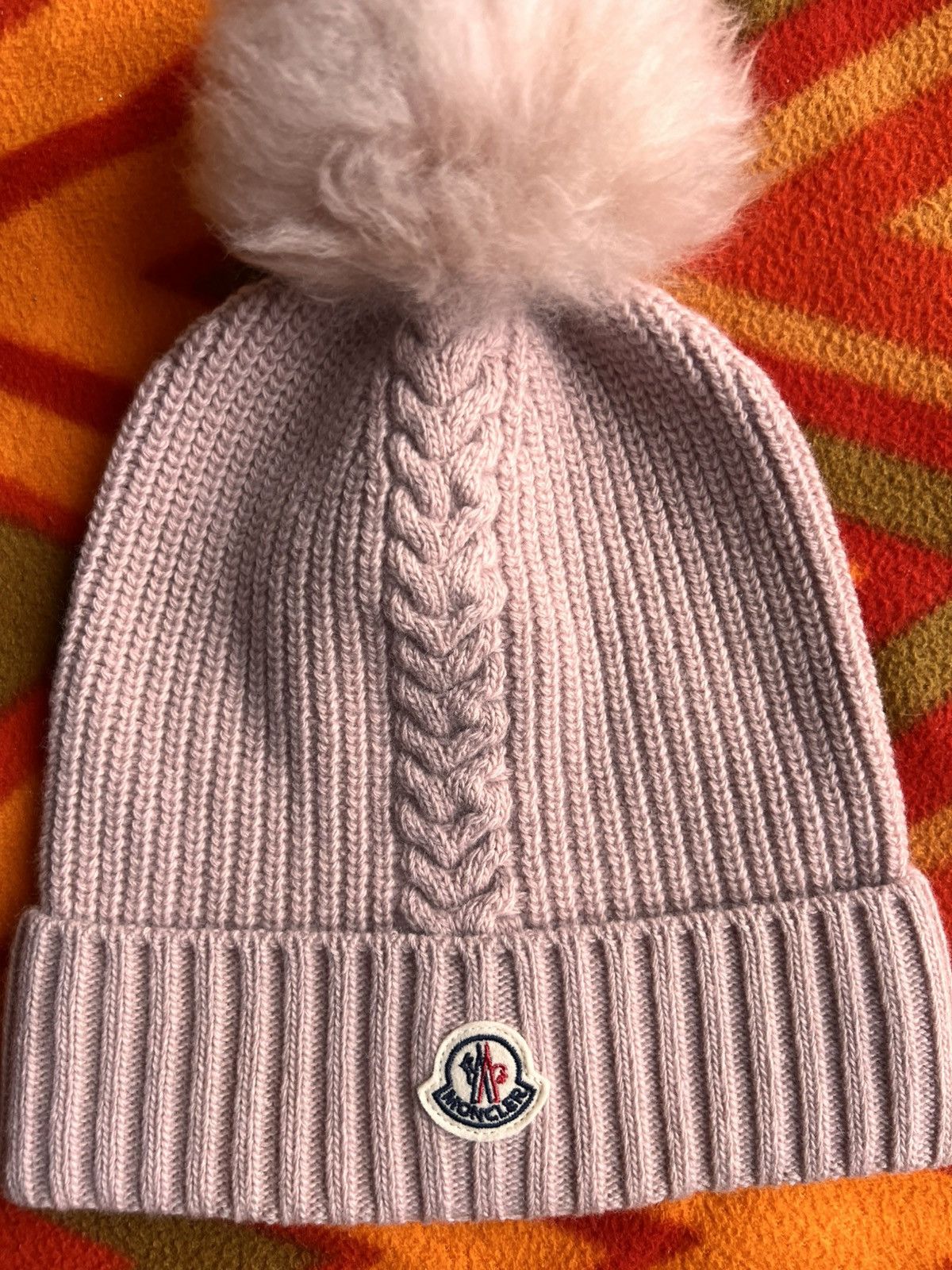 Moncler Moncler Berrett Tricot Mohair Pom Pom Beanie Pink braid wool Size ONE SIZE - 4 Thumbnail