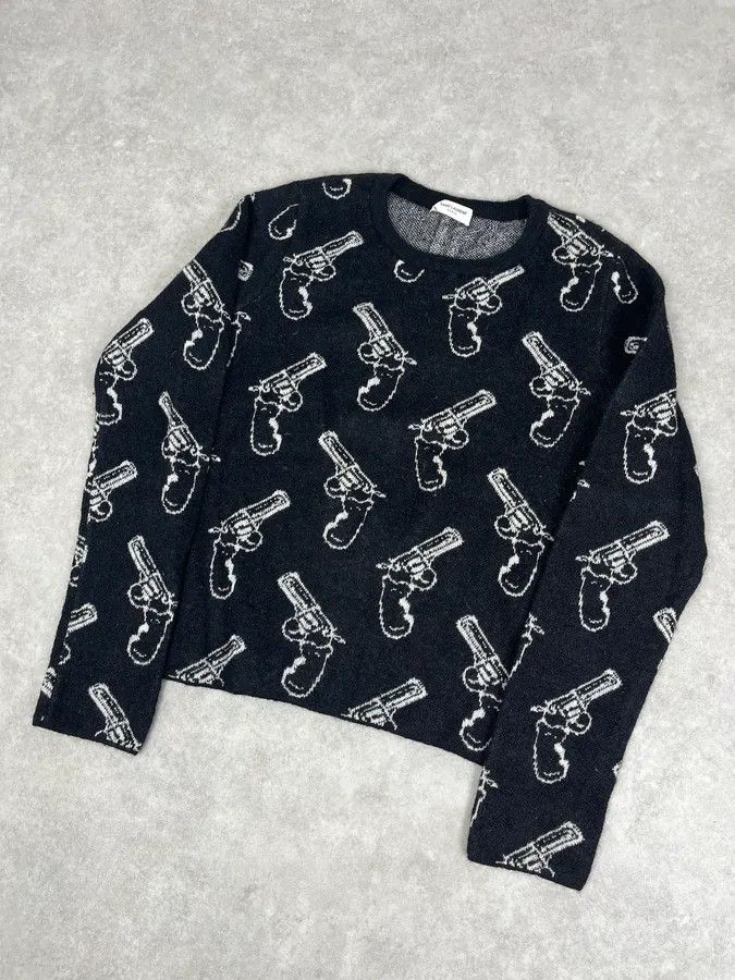 Saint Laurent Paris SS2014 Saint Laurent Black Wool Mohair Revolver Sweater by Hedi Slimane Size US S / EU 44-46 / 1 - 4 Thumbnail