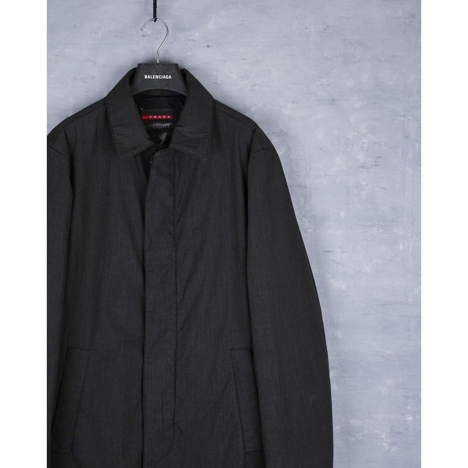 Prada Prada linea rossa gray kevlar blend logo tab coat jacket Size US XL / EU 56 / 4 - 3 Thumbnail