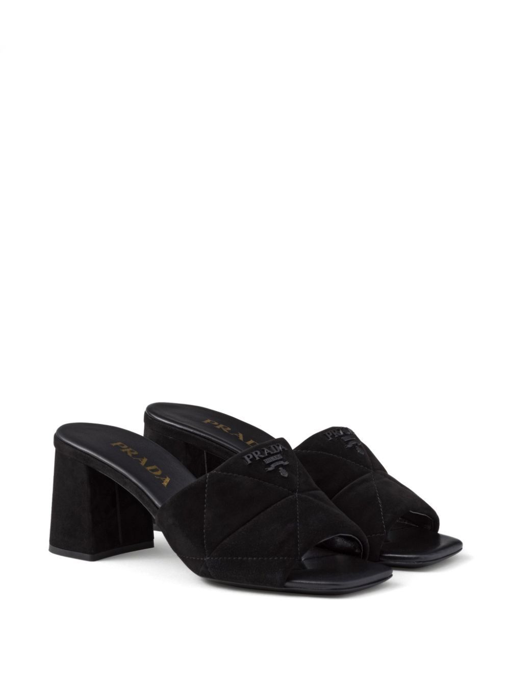 Prada o1w1db11124 Suede 65mm Mules in Black Size US 6 / IT 36 - 2 Thumbnail
