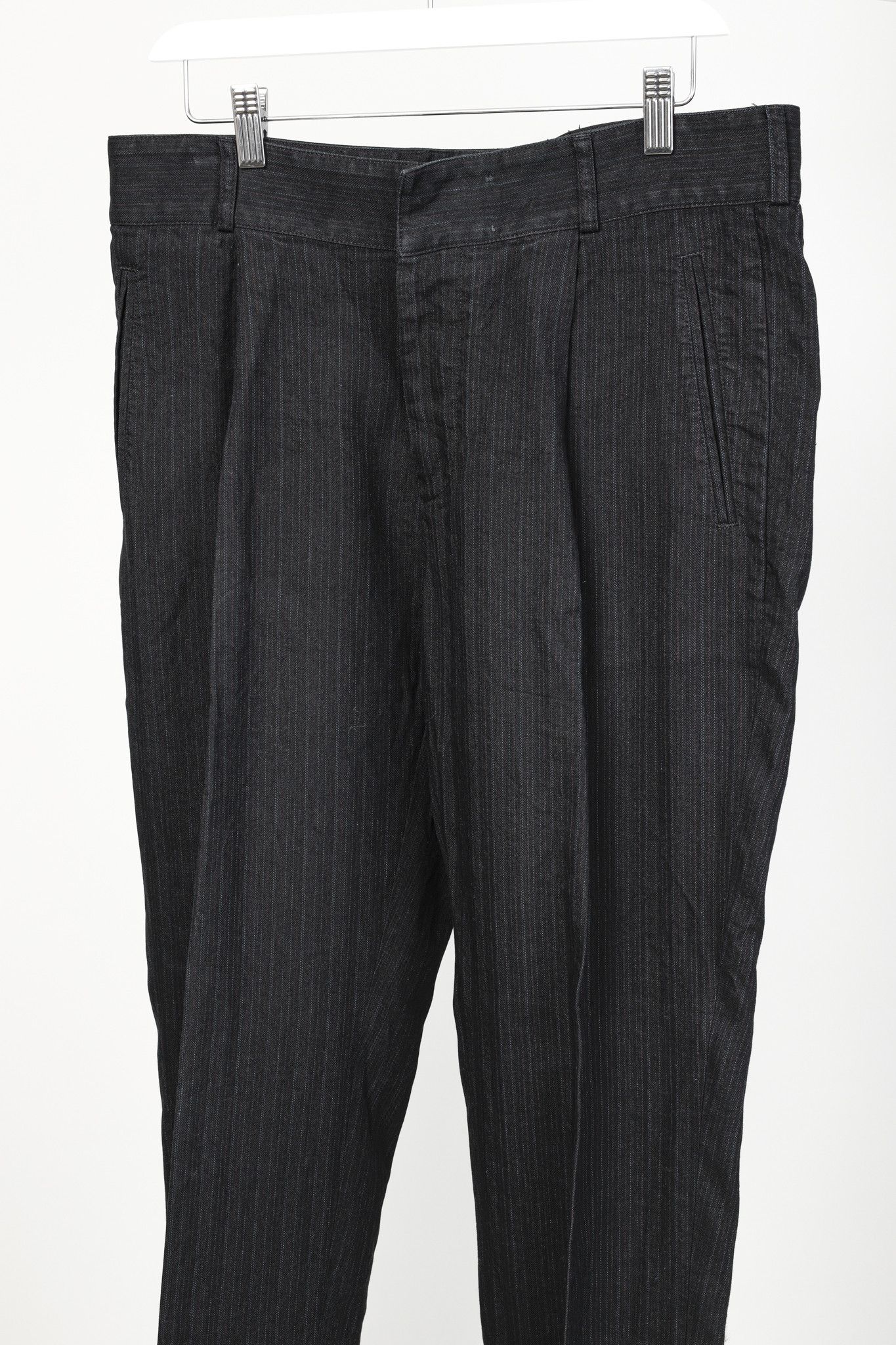 Dries Van Noten Dries Van Noten Cotton Linen Navy Pinstriped Pant Size 34" / US 12 / IT 48 - 3 Thumbnail