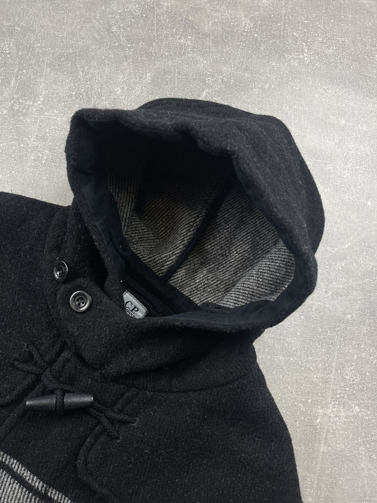 C.P. Company C.P. Company Wool C.P. Duffel Hooded Coat Black Grey Stripe Size US L / EU 52-54 / 3 - 15 Thumbnail