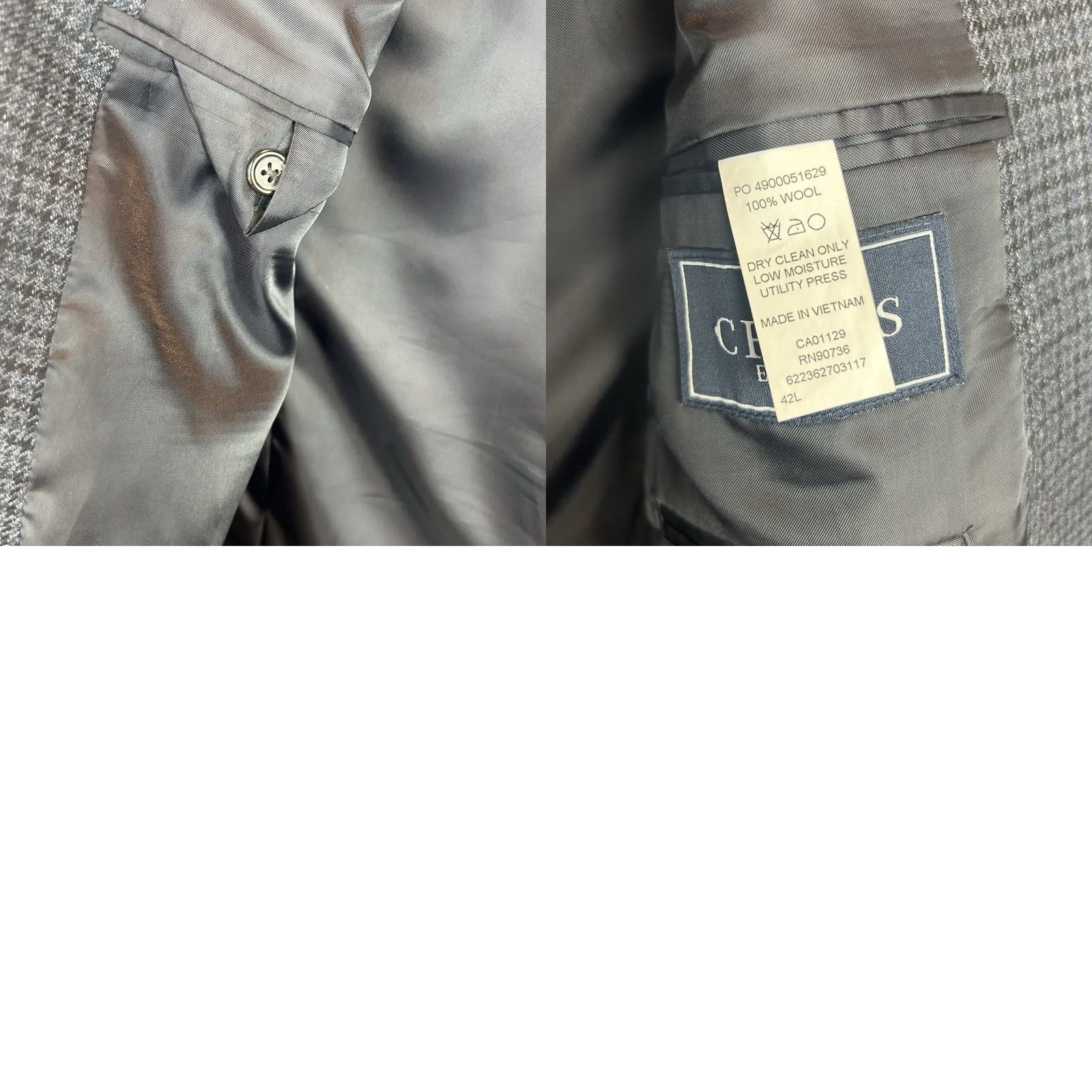 Chaps Chaps Sport Coat Mens 42 Blue Wool Plaid Blazer Single-Breasted Two-Button Notch Lapel Long Size 42R - 8 Thumbnail
