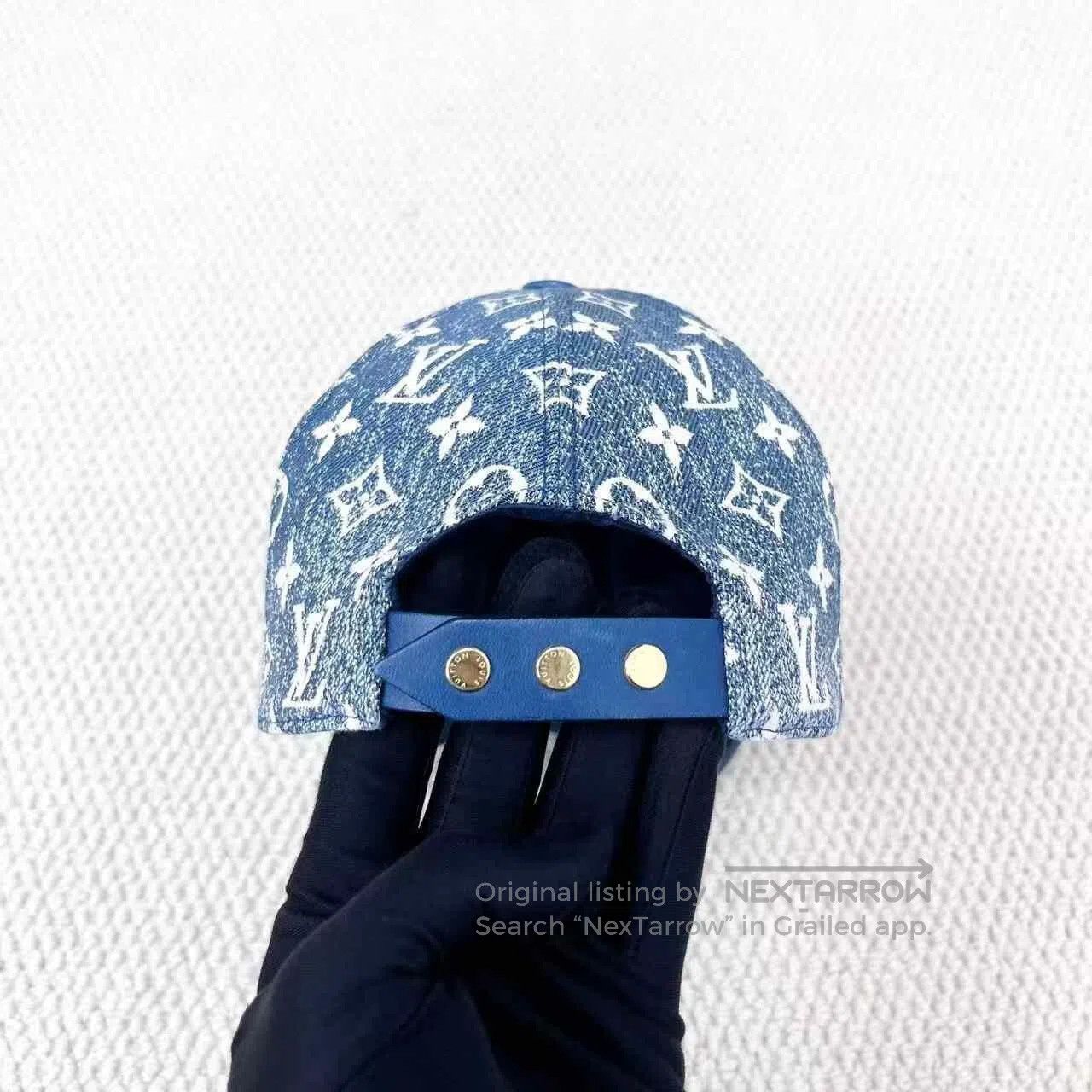 Louis Vuitton Louis Vuitton Blue Denim Leather Baseball Cap. Size ONE SIZE - 4 Thumbnail