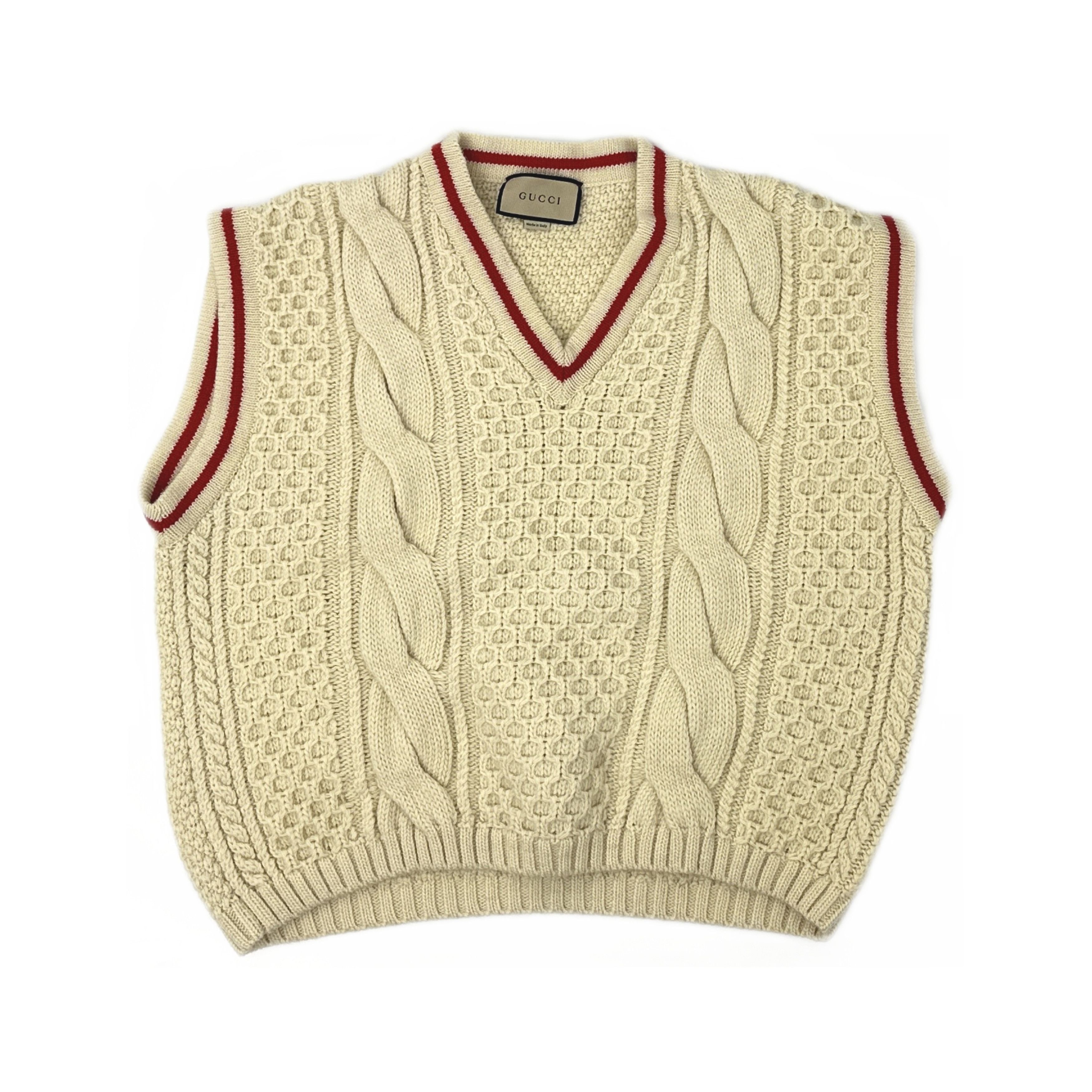 Gucci Gucci Cable Knit V-Neck Sweater Vest Size L Size US L / EU 52-54 / 3 - 1 Thumbnail