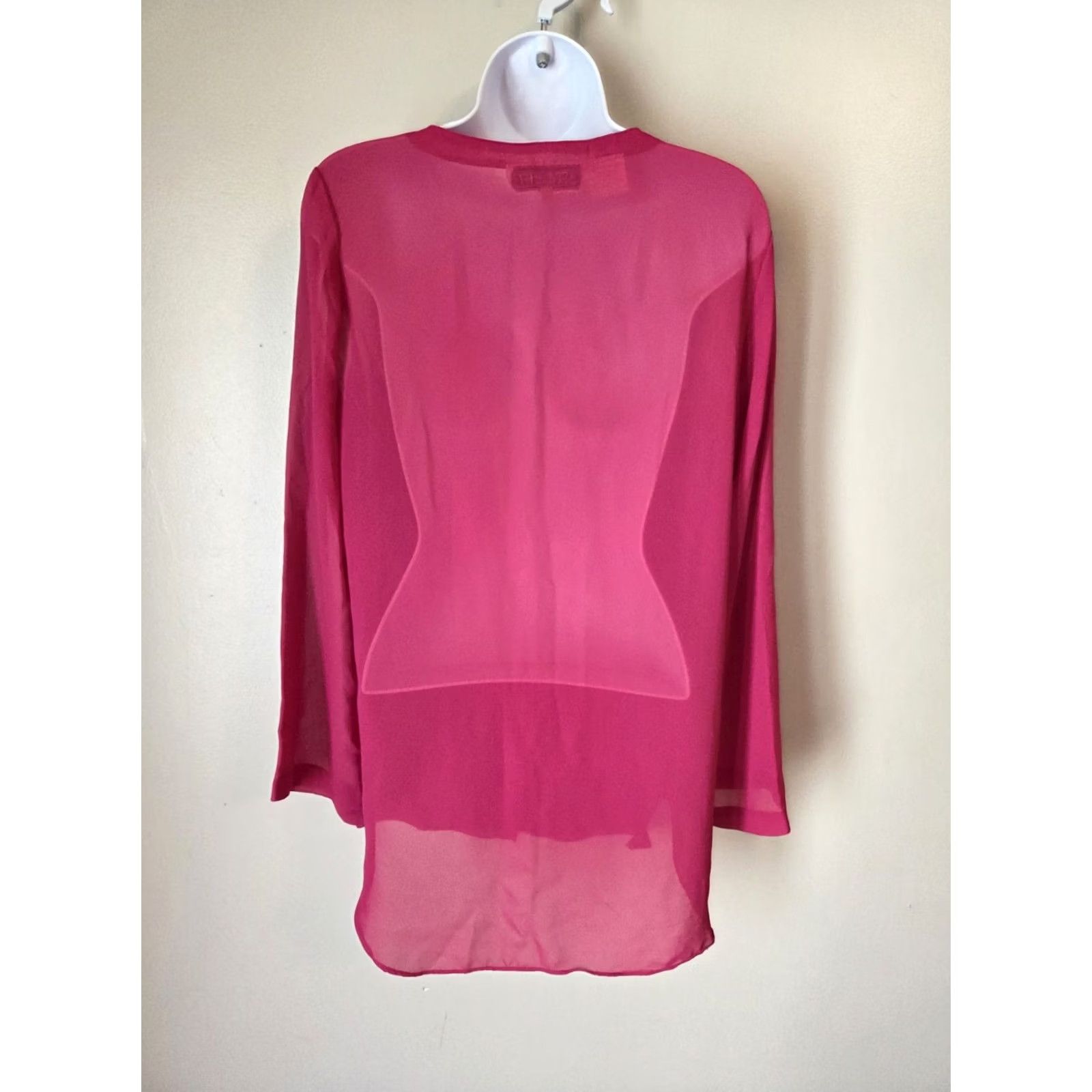 Vintage VINTAGE Steven Barry Shirt 80s Tunic Top Pink Button Front Sheer Lightweight 9/10 WomenS Size M / US 6-8 / IT 42-44 - 6 Thumbnail