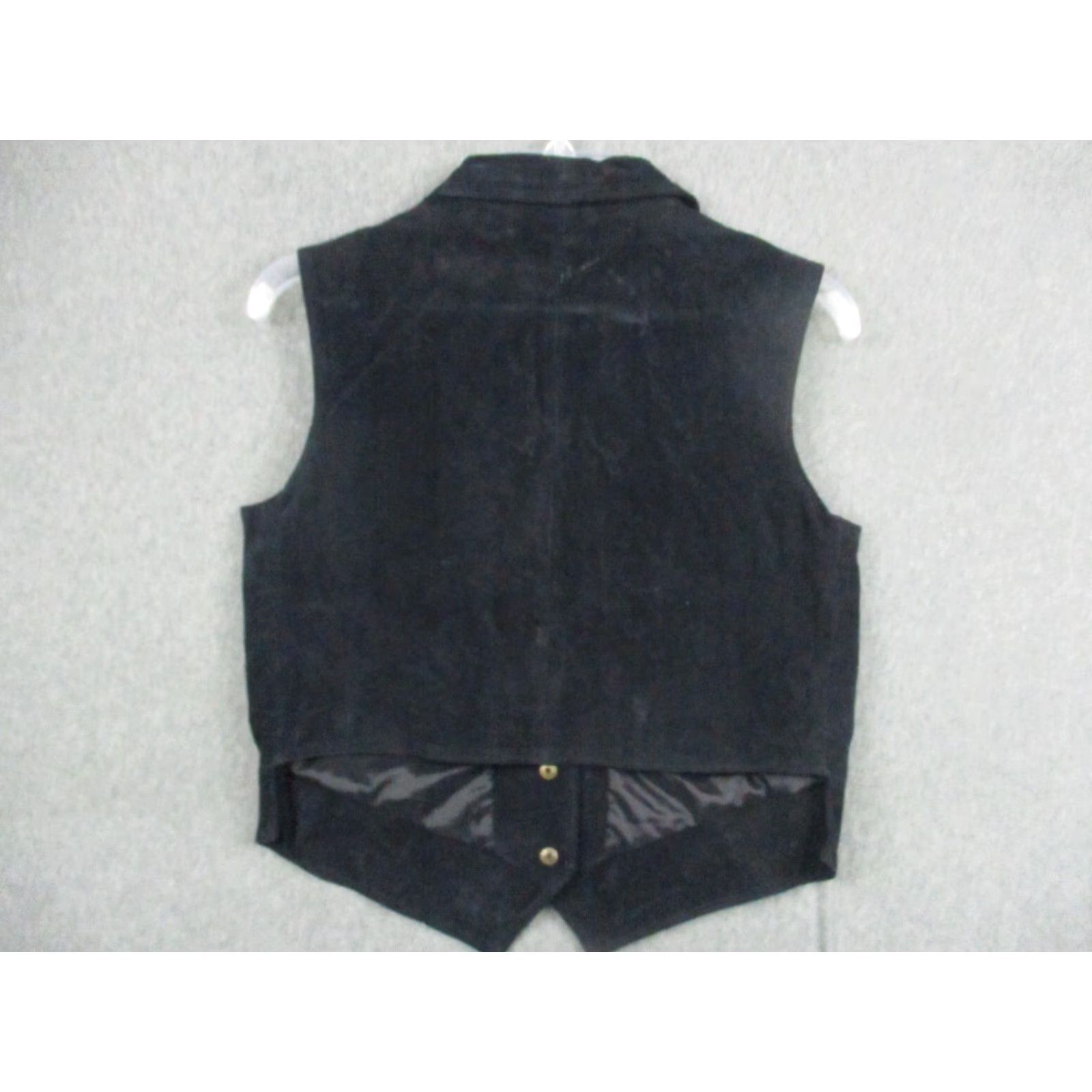 Vintage VINTAGE Montana Blues Vest Womens Medium Black Leather Snap Metal Biker Size M / US 6-8 / IT 42-44 - 6 Thumbnail