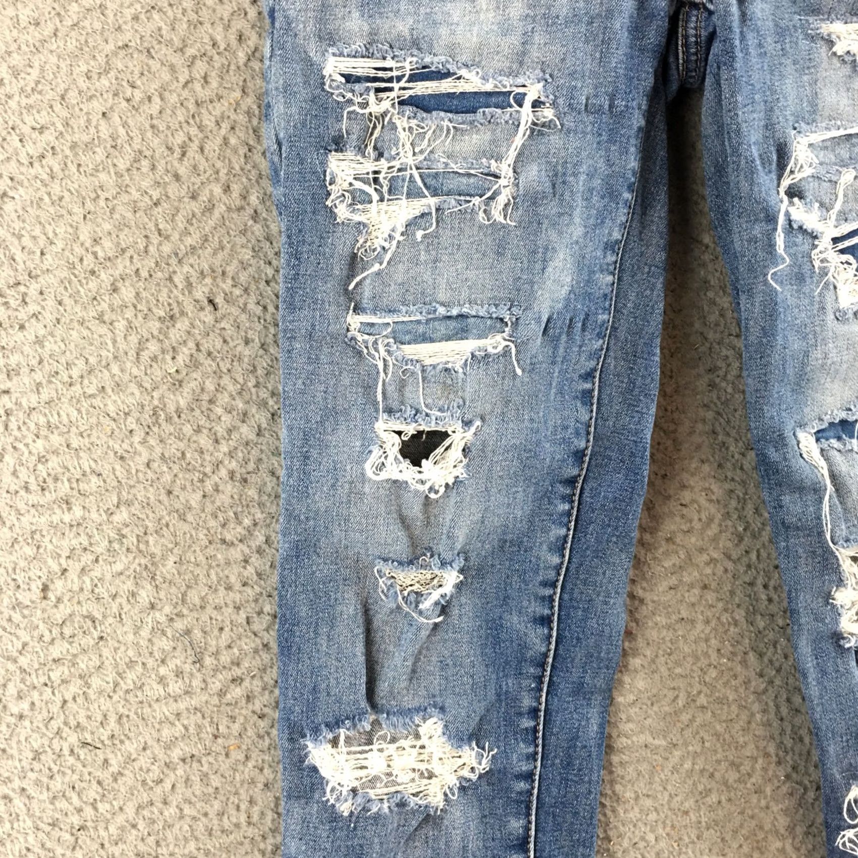 American Eagle Outfitters American Eagle Jeans Womens 00 Short Skinny Low Rise Zip Fly Distressed Blue Jeans Size 24" / US 00 / IT 34 - 7 Thumbnail