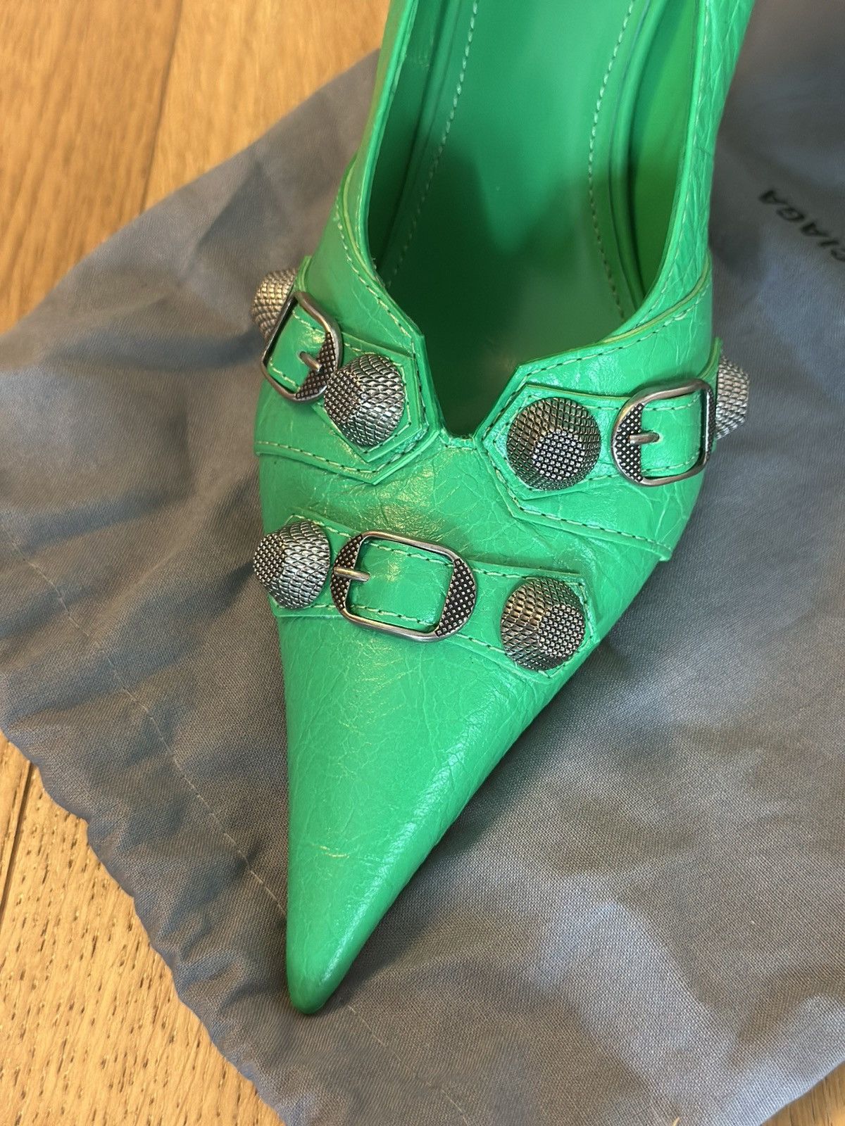 Balenciaga BALENCIAGA Agneau Arena Cagole 90mm Pumps 40 Vivid Green Size US 9 / IT 39 - 4 Thumbnail