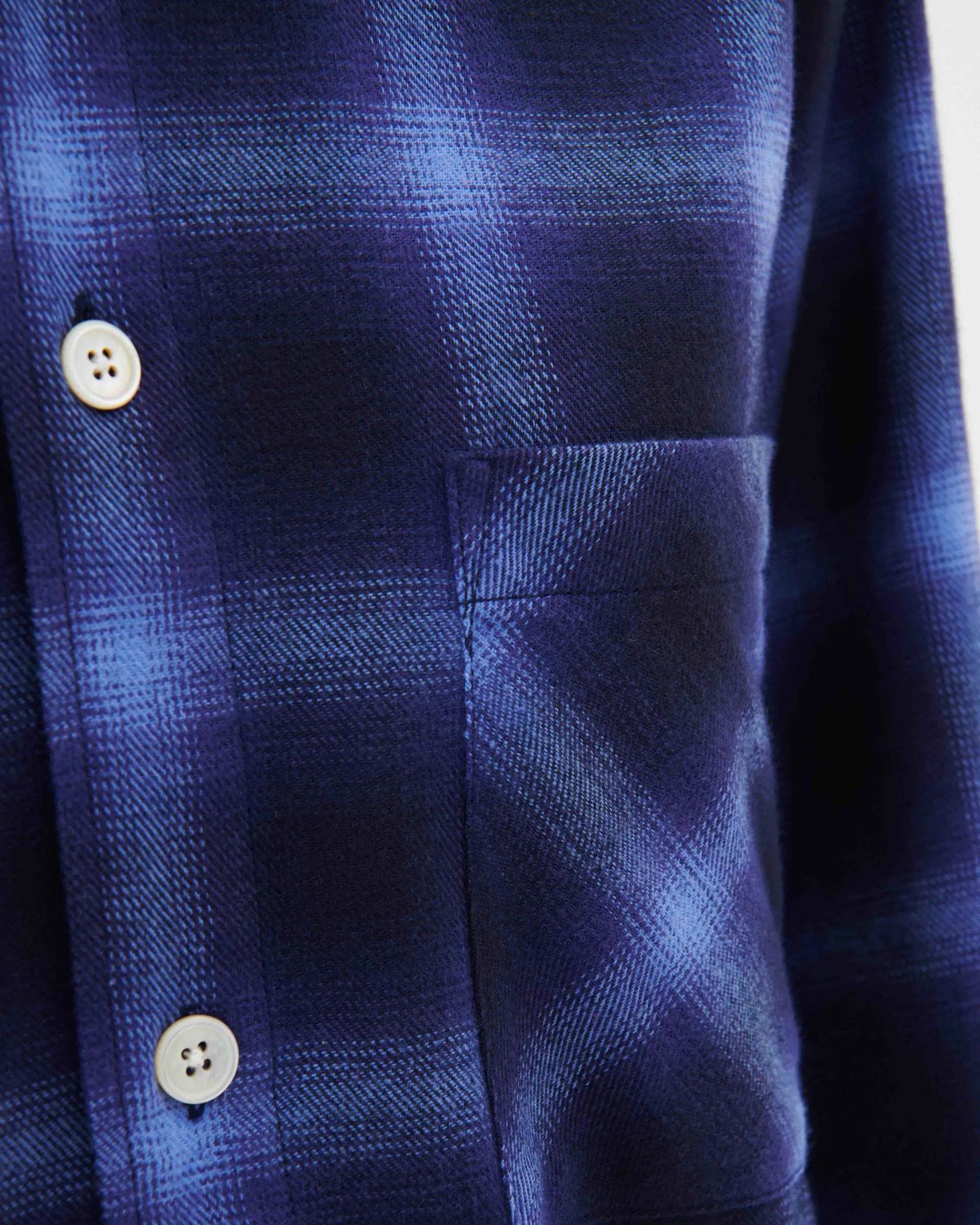 Tekla o1mle0525 Unisex Flannel Pyjamas Shirt in Dark Blue Size M / US 6-8 / IT 42-44 - 4 Thumbnail