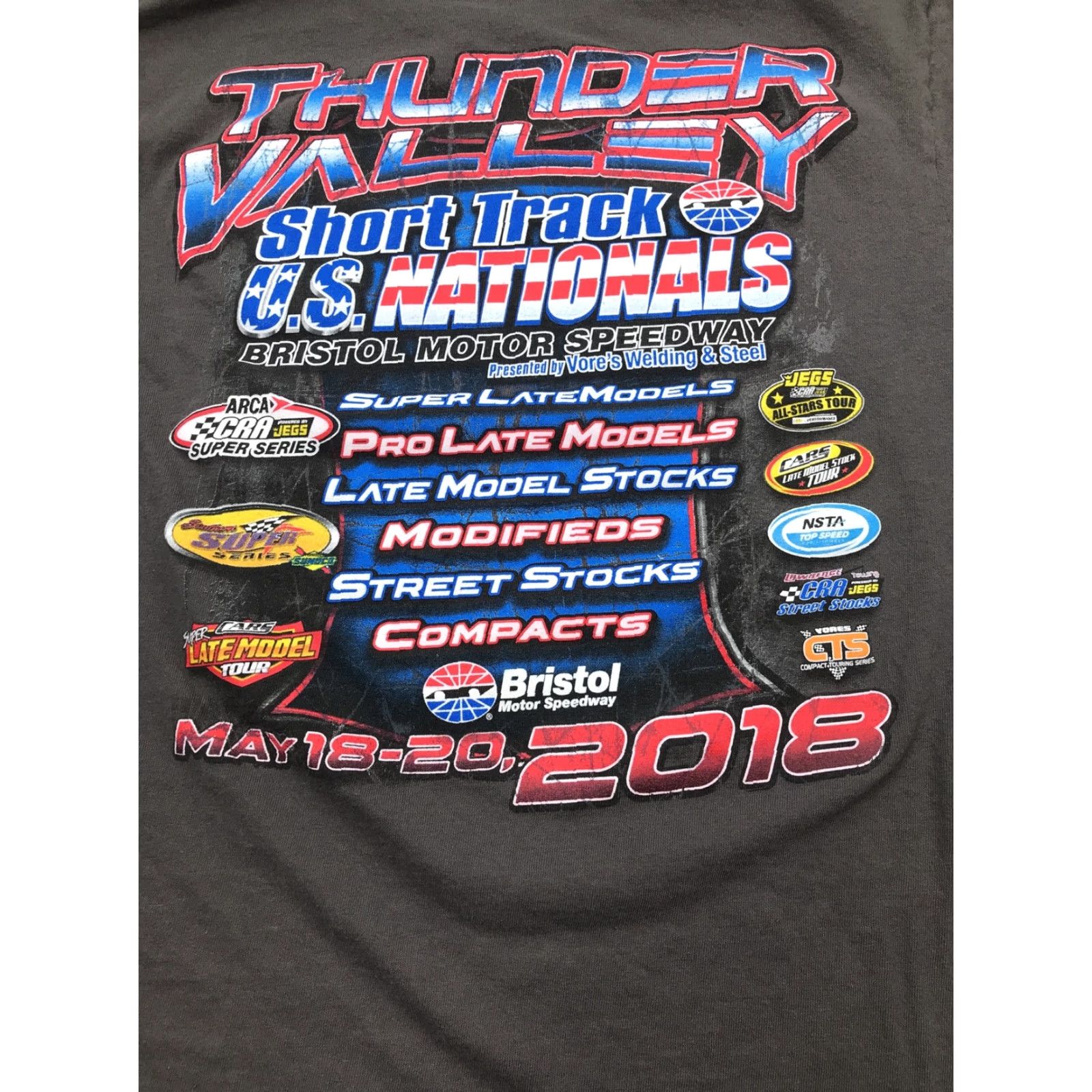 Delta Delta Bristol Motor Speedway Short Track U.S Nationals Graphic T Shirt Gray Medium Mens Short Sleeve Cotton Blend Size US M / EU 48-50 / 2 - 8 Thumbnail