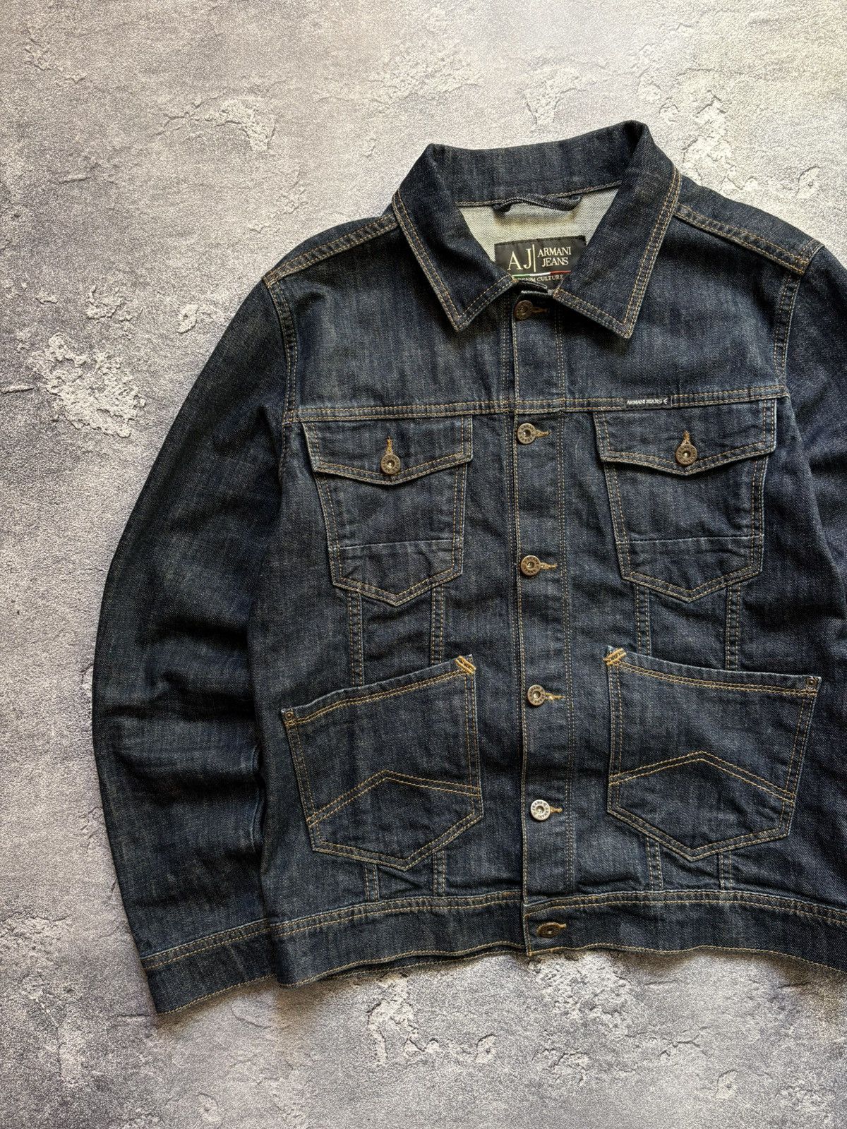 Armani Vintage Armani Jeans Dark Wash Denim Jacket Italy Size S Size US S / EU 44-46 / 1 - 3 Thumbnail
