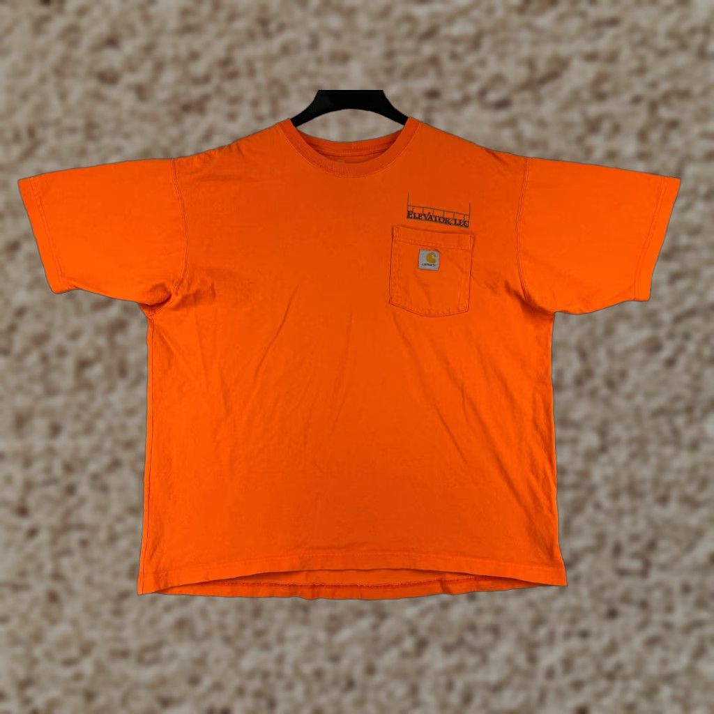 Carhartt Carhartt Shirt Men's XL Orange Short Sleeve Crew Neck Pocket Cotton Work T-Shirt Size US XL / EU 56 / 4 - 1 Thumbnail