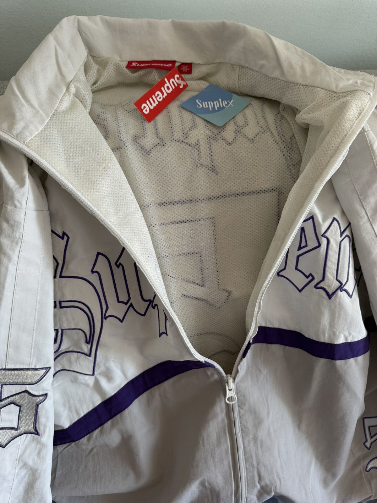 Supreme Old English Track Jacket White