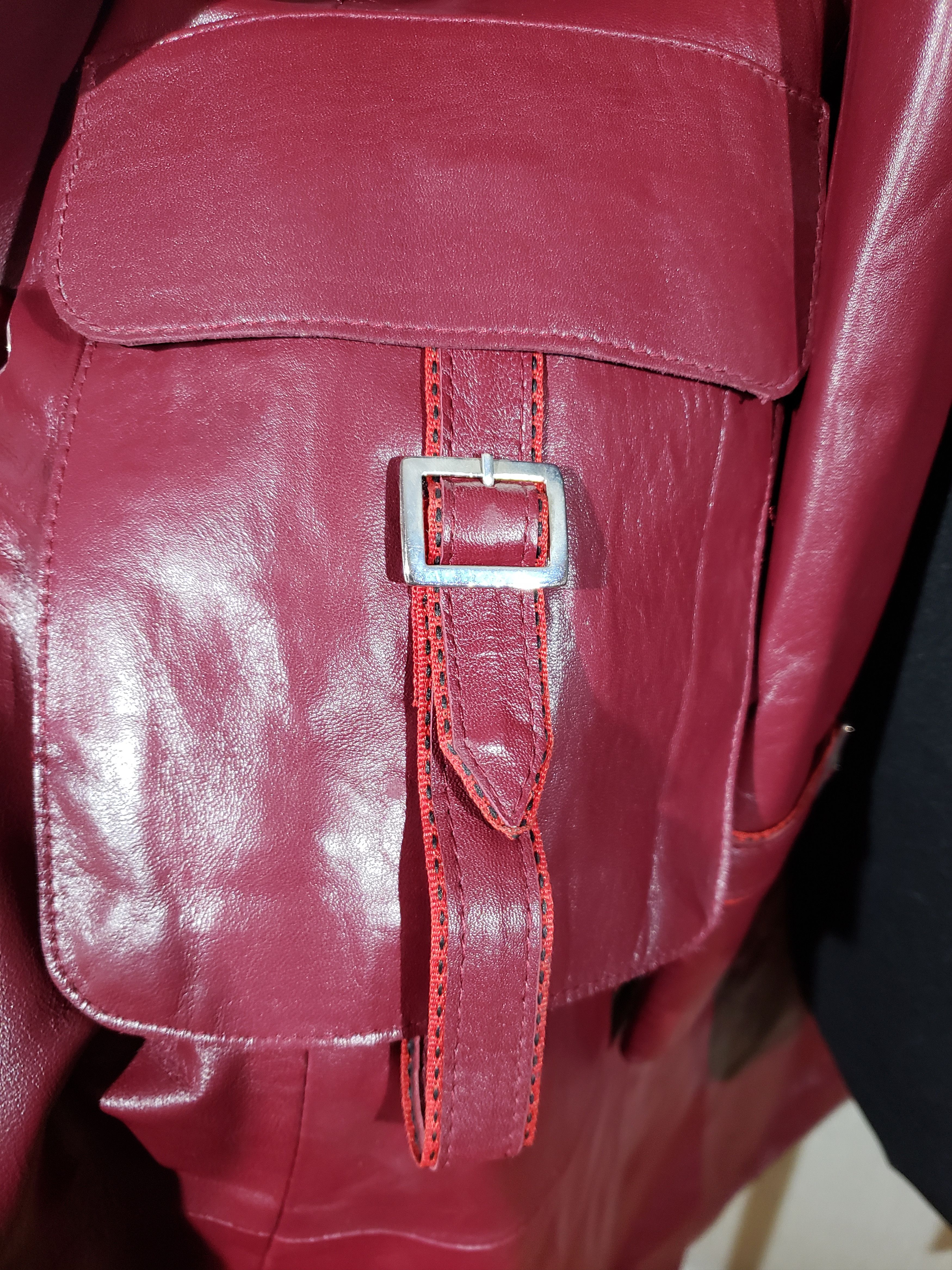 Other Cute women's long burgundy leather jacket. Size L / US 10 / IT 46 - 10 Thumbnail