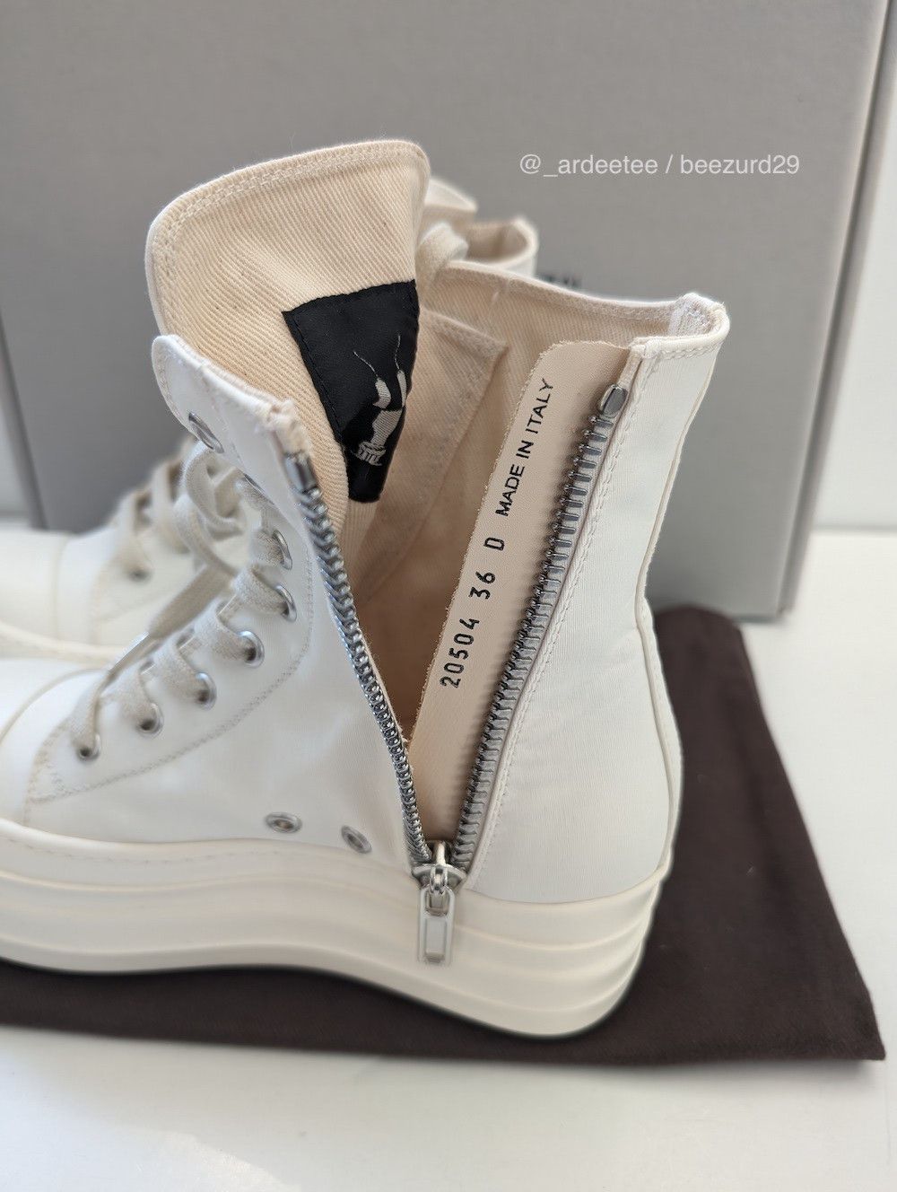 Rick Owens Drkshdw *NEW* SS20 PENTAGRAM DOUBLE BUMPER RAMONES CHALK WHITE 36 Size US 6 / IT 36 - 7 Thumbnail