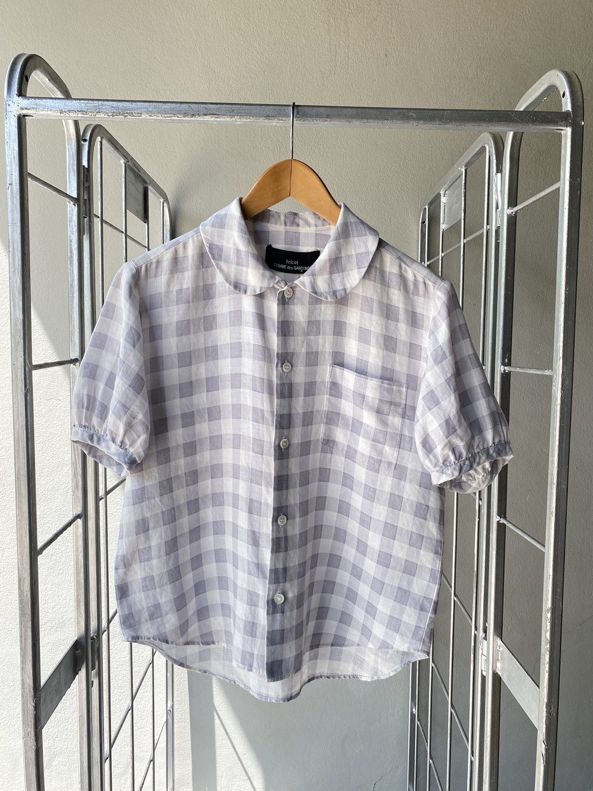 Comme des Garcons jumbo gingham puff sleeve linen shirt