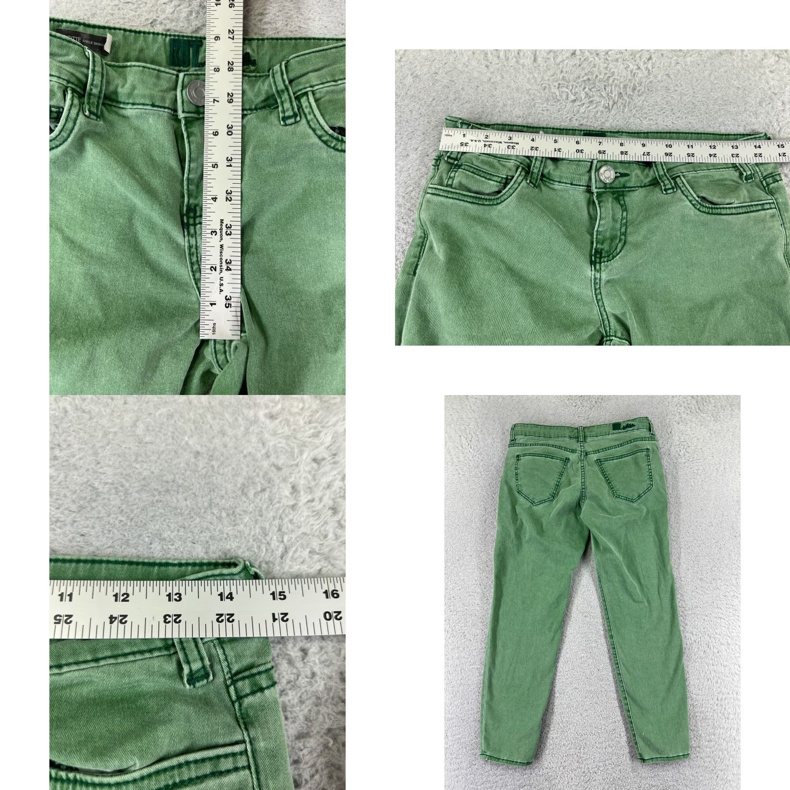 Vintage KUT from the Kloth Jeans Womens Skinny Low Rise Green 27x24 Brigitte Ankle Size 26" / US 2 / IT 38 - 9 Thumbnail