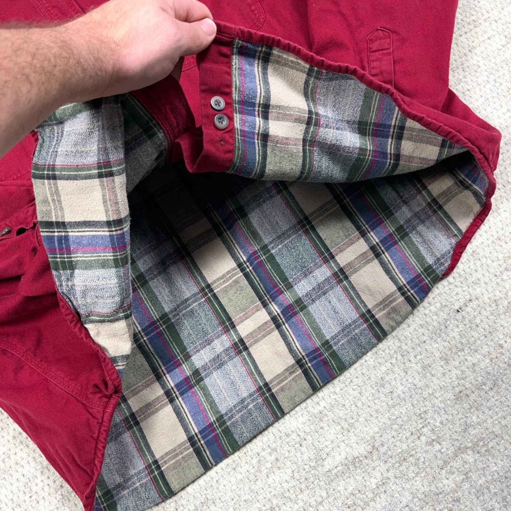 Vintage VINTAGE Cabela's Shacket Women 2XL Red Twill Lined Shirt Jacket Camp Plaid Short Sleeve Winter Fall Spring Mens? Size XXL / US 16-18 / IT 52-54 - 6 Thumbnail