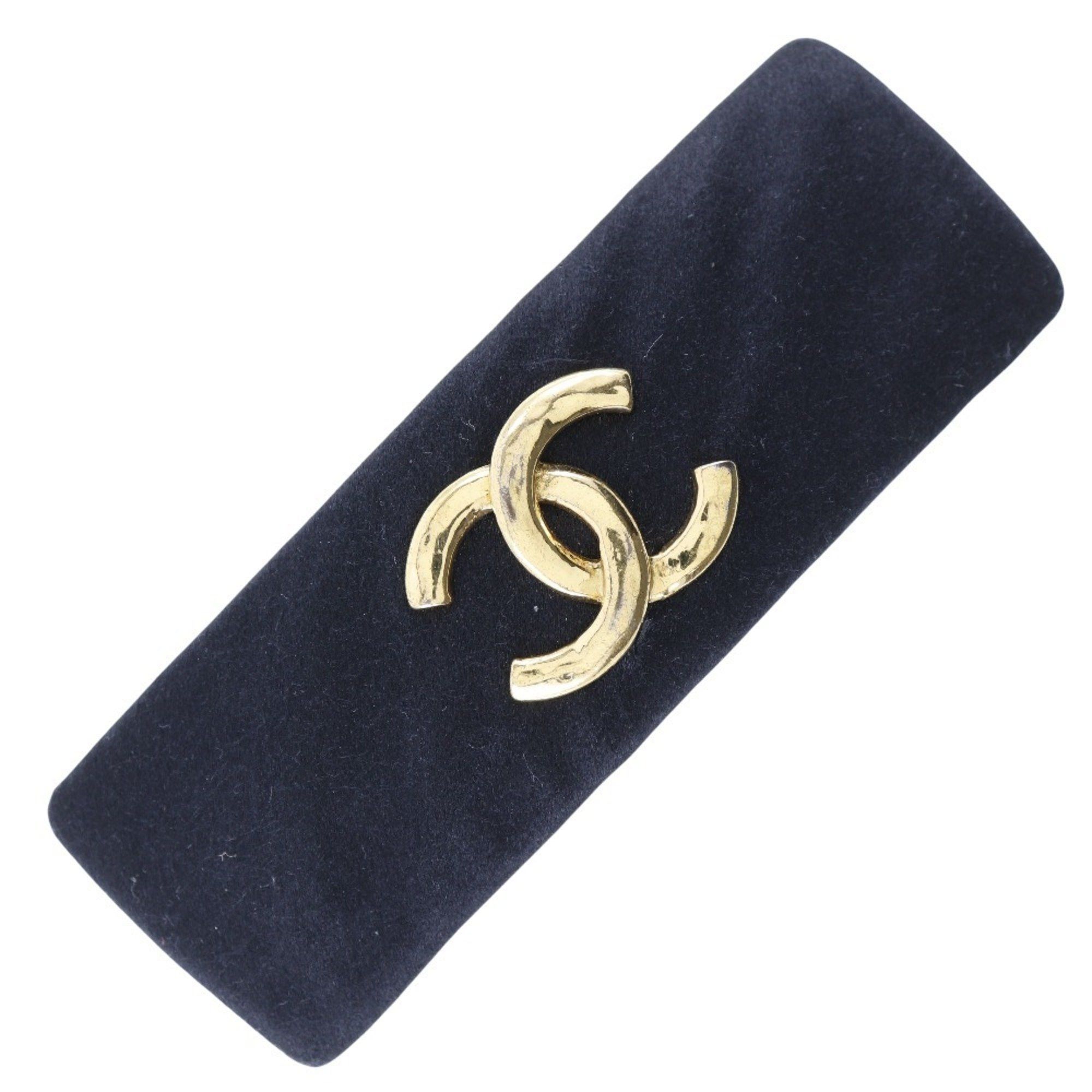 image of Chanel Coco Mark Valletta Vintage Satin X Gold Plated Made In France Black Ladies, Women's