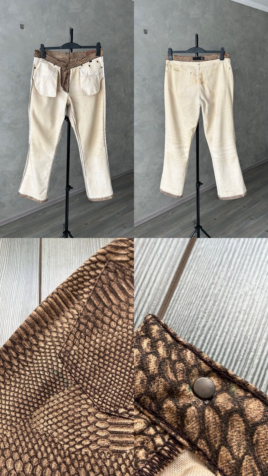 Just Cavalli 00s Just Cavalli Python Snakeskin Flared Pants Size US 32 / EU 48 - 17 Thumbnail