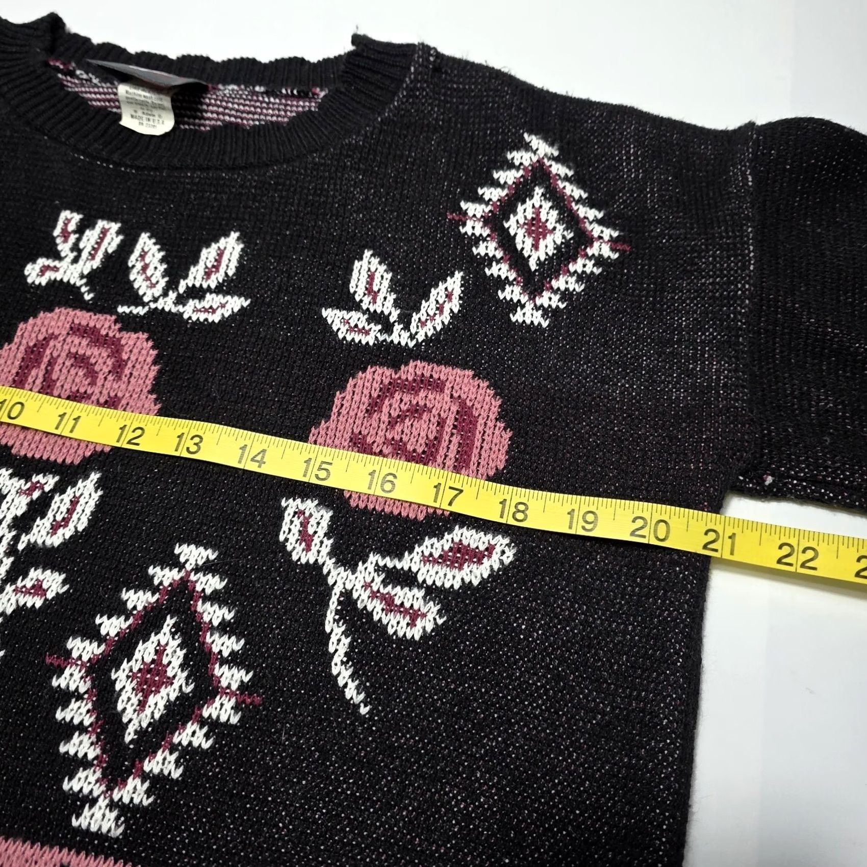 Pinko VINTAGE Cafe La Vie Black Pink Floral Women’s MockNeck Sweater L USA Shirt Ladies 1990s Casual Geometric Size L / US 10 / IT 46 - 6 Thumbnail