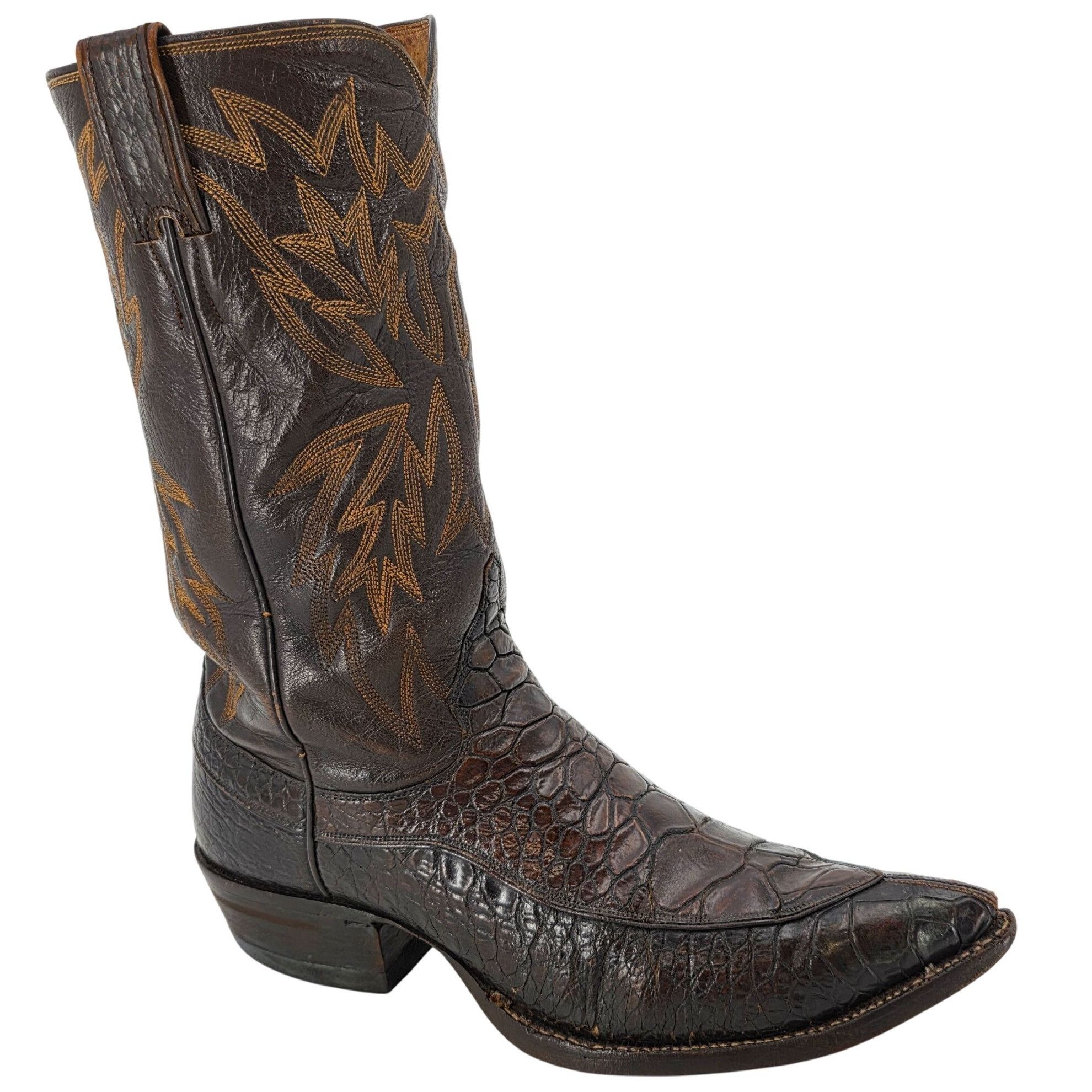 Justin Boots Saddle Tan Round Toe Roper Cowboy Boots Rubber Sole 9.5D Style 3003 Justin Boots Vintage Preban Sea Turtle Exotic Justin Cowboy  main image 2
