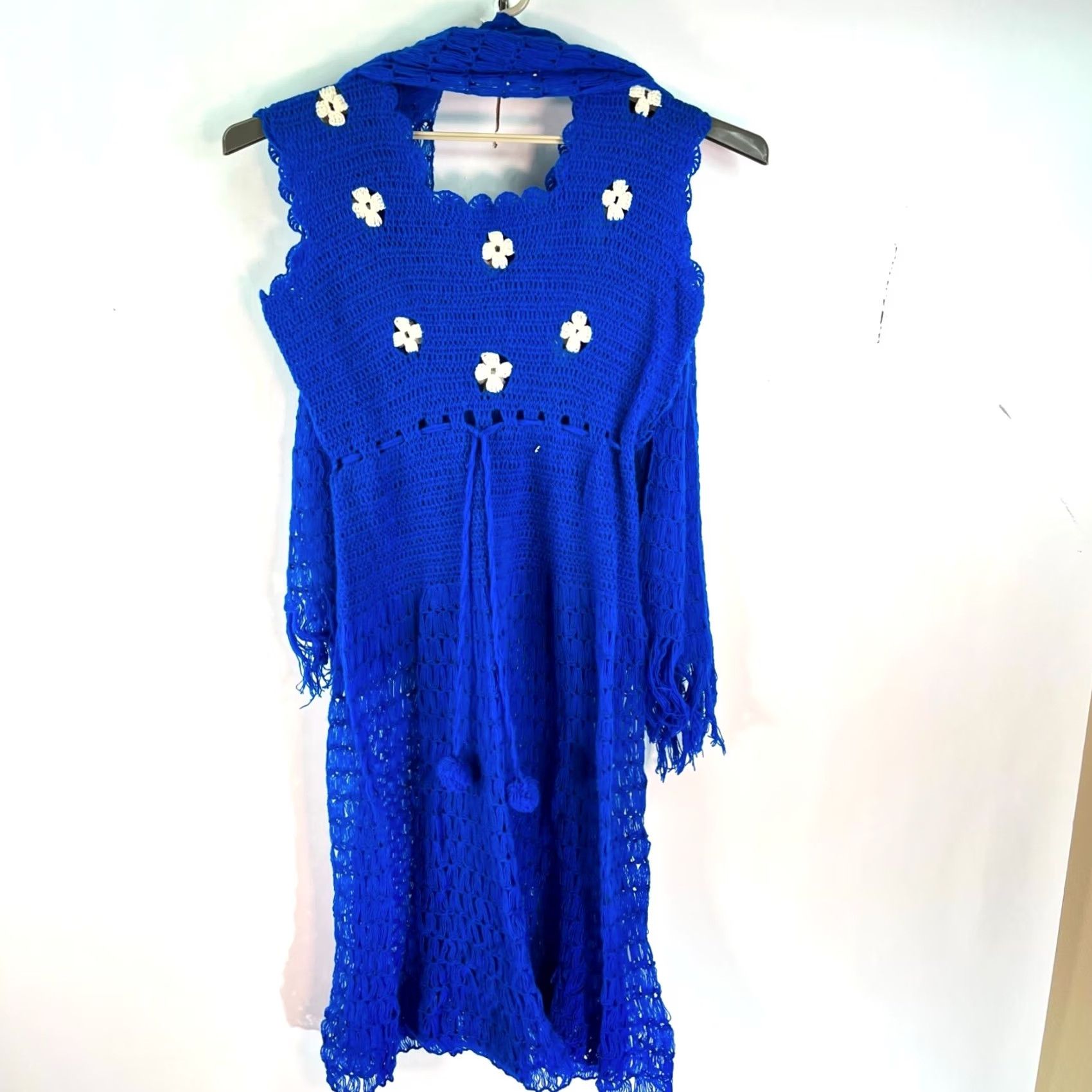 Vintage VINTAGE Flowers Dress Sleeveless Floral Blue Knit Shawl Size L Womens Size L / US 10 / IT 46 - 2 Thumbnail