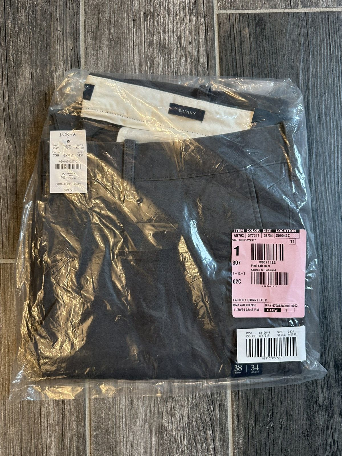 Gap × J.Crew × Polo Ralph Lauren NEW J.Crew 250 Skinny-fit Chino Onyx Grey Size 38 Size US 38 / EU 54 - 7 Thumbnail