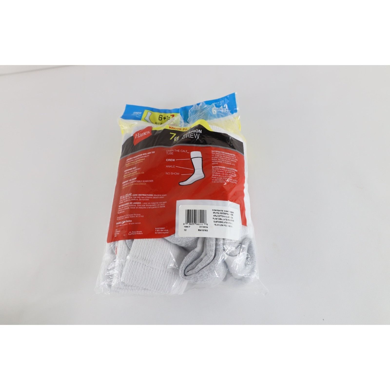 Hanes Deadstock Vintage Y2K Hanes 6 Pack Crew Socks Size ONE SIZE - 5 Thumbnail