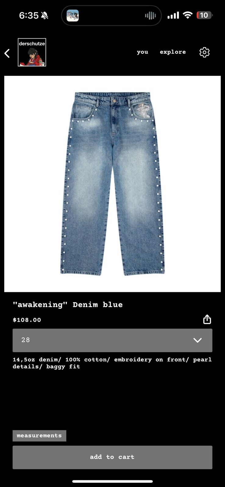 Derschutze "awakening" Denim blue Size US 32 / EU 48 - 1 Thumbnail