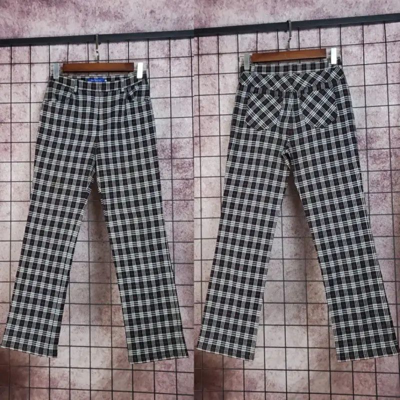 Burberry Burberry Black Checkered Cotton Blend Casual Pants Size 23" - 1 Thumbnail