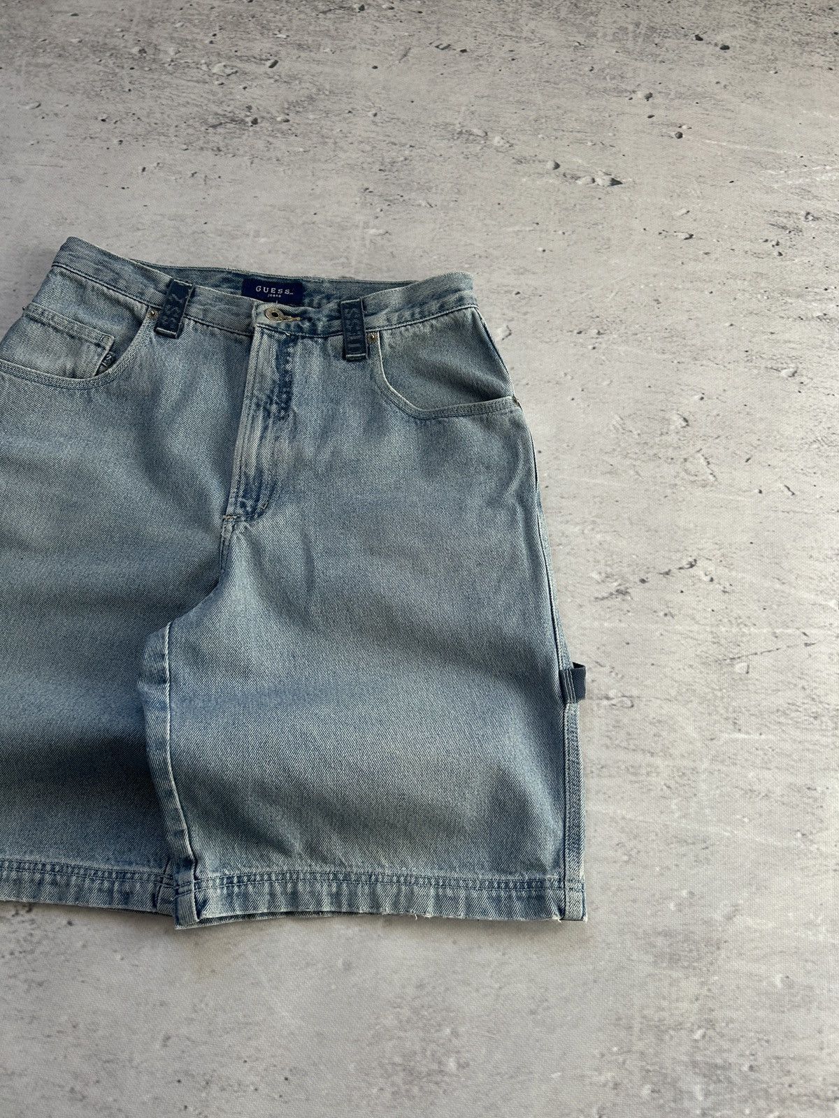 Guess × Vintage 💥Vintage Guess Baggy Distressed Carpenter Wide Denim Shorts💥 Size US 31 - 9 Thumbnail