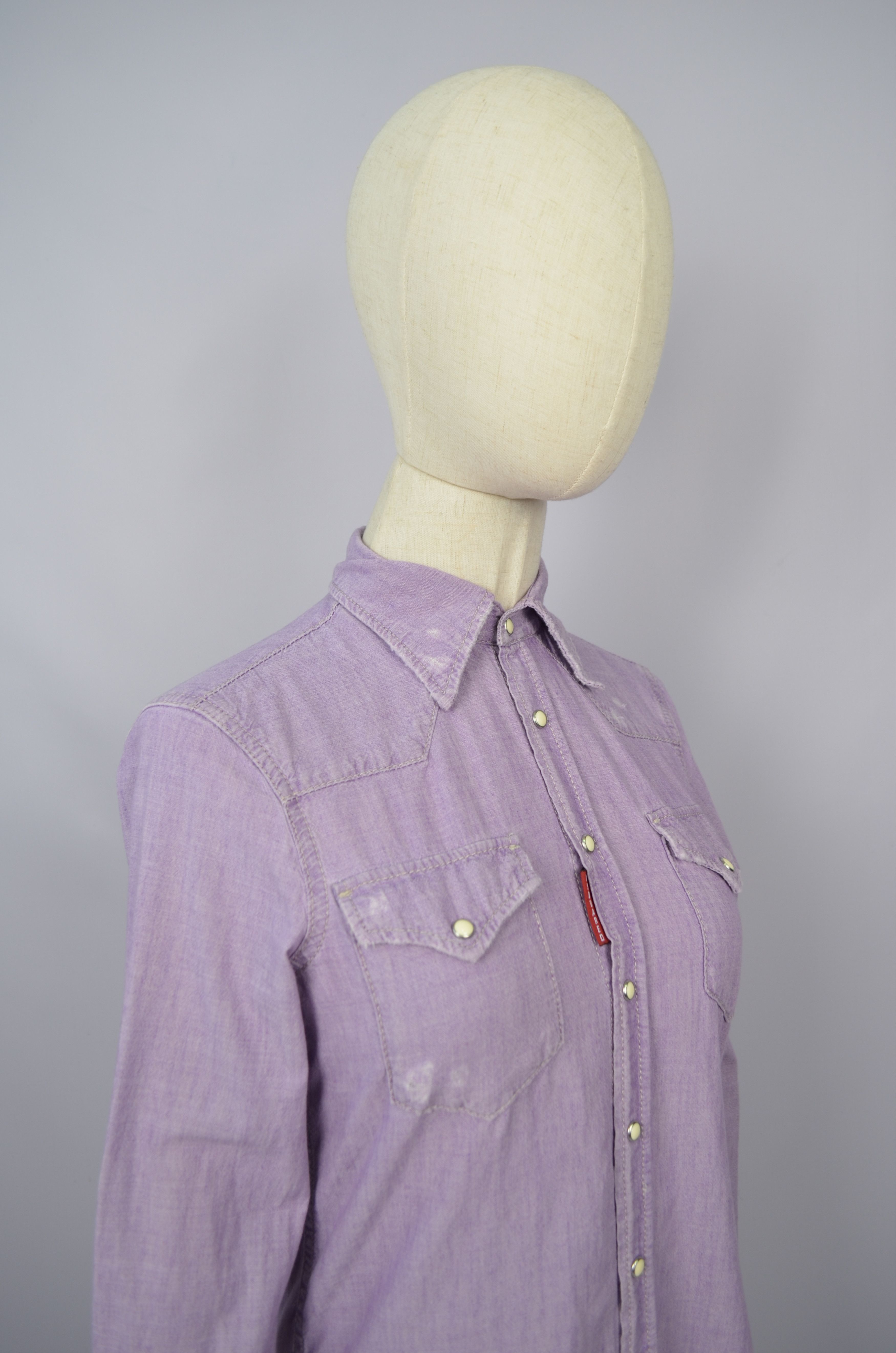 Designer × Dsquared2 Dsquared2 Denim Western Snap Distressed Shirt Violet Size 40 Size S / US 4 / IT 40 - 14 Thumbnail