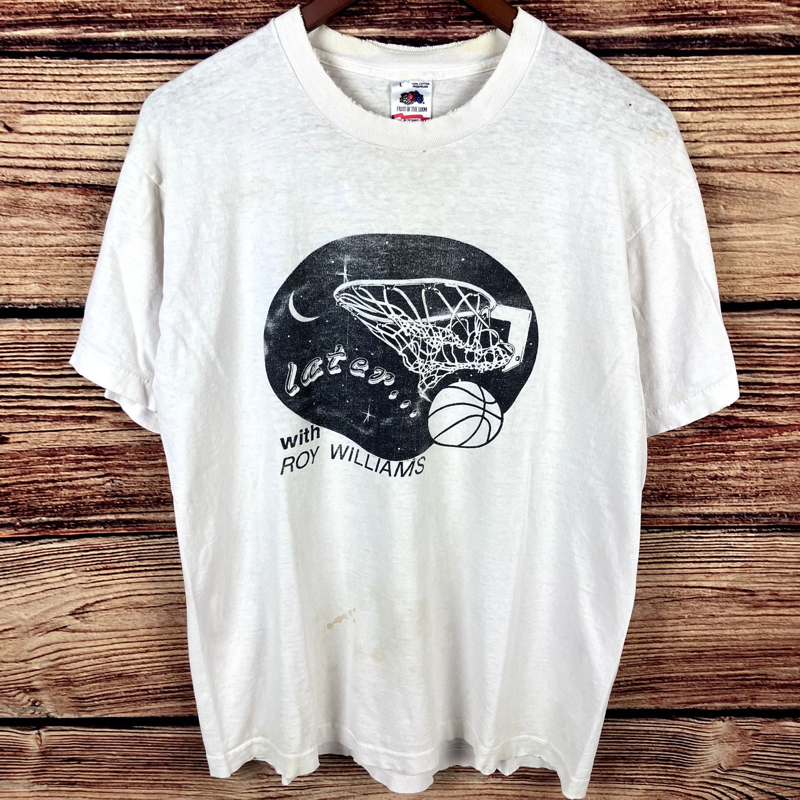 Fruit Of The Loom × Vintage 1990s Late Night At The Phog With Roy Williams KU T-shirt Size US L / EU 52-54 / 3 - 3 Thumbnail