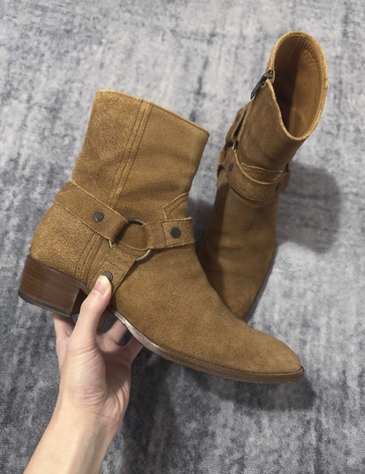 Saint Laurent Paris SLP 14SS Camel Suede Concealed Zip Ring Detail Chelsea Boots Size US 9.5 / EU 42-43 - 2 Thumbnail