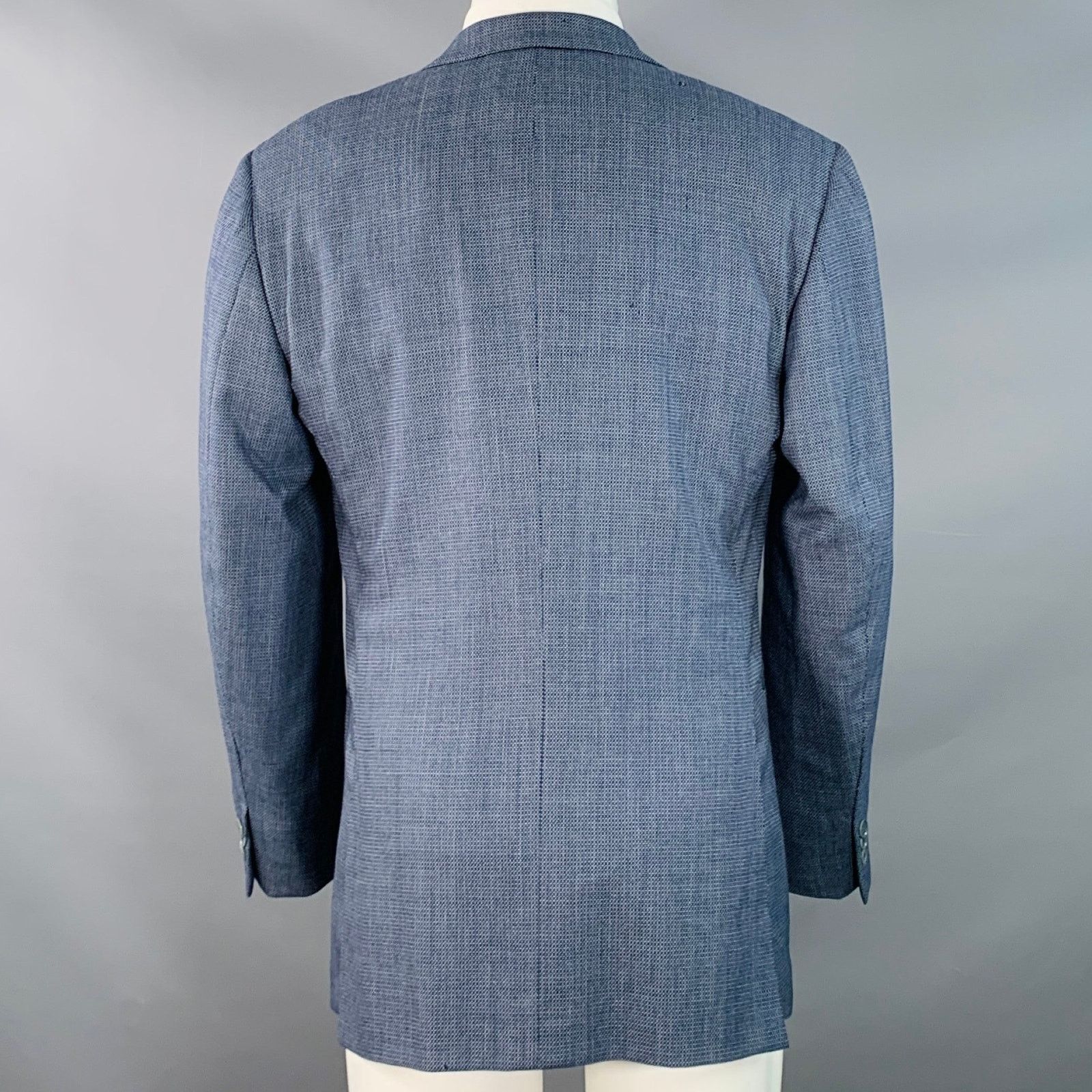 Isaia ISAIA Regular Navy White Woven Wool Notch Lapel Sport Coat Size 40R - 4 Thumbnail