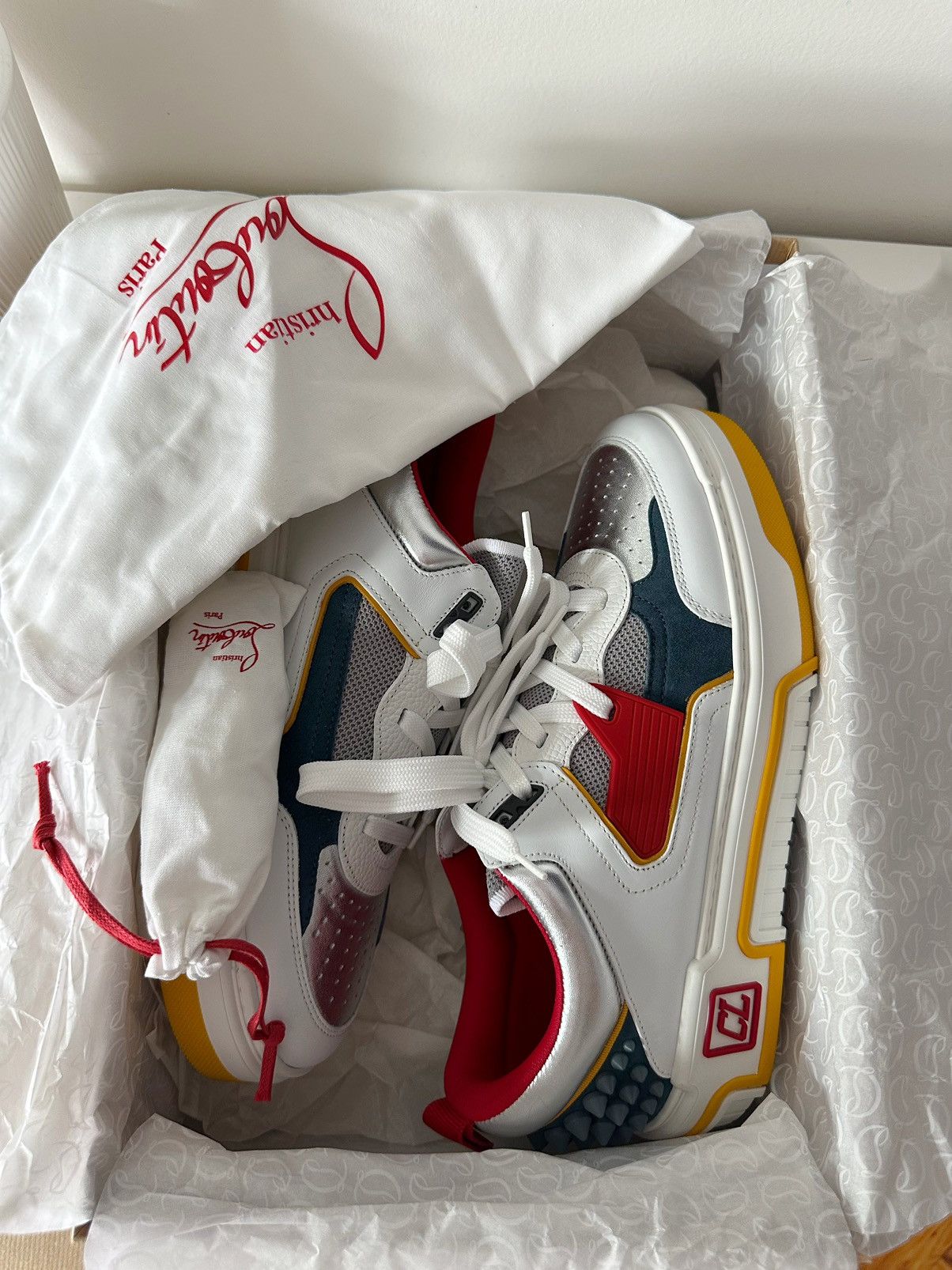 Christian Louboutin Men's Astroloubi Mixed Media Low-Top Sneakers Size US 9.5 / EU 42-43 - 4 Thumbnail