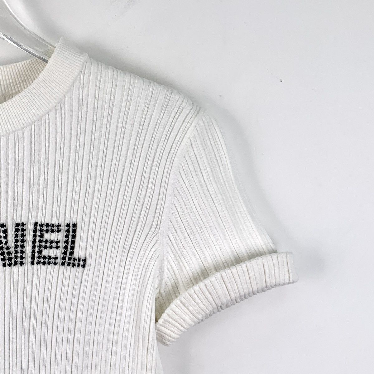 Chanel Chanel White Cotton Short Sleeve Knit Sweatshirt Size S / US 4 / IT 40 - 3 Thumbnail