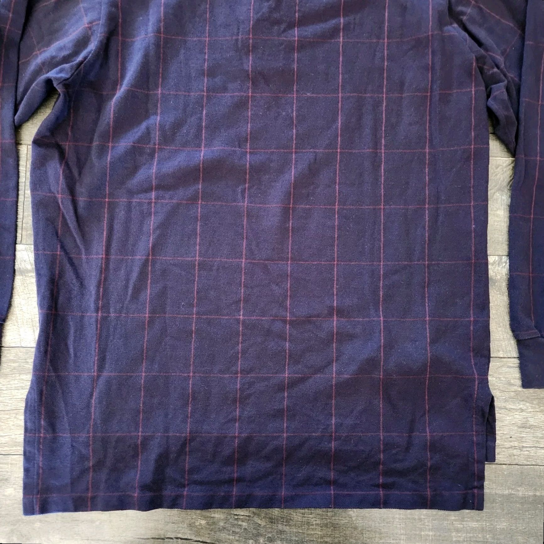 Polo Ralph Lauren VINTAGE Polo Ralph Lauren Long Sleeve Polo Mens Large Navy Check Made in USA 90s Mens Polo Shirt Blue Check 90s Vintage Regular Mens Size US L / EU 52-54 / 3 - 7 Thumbnail